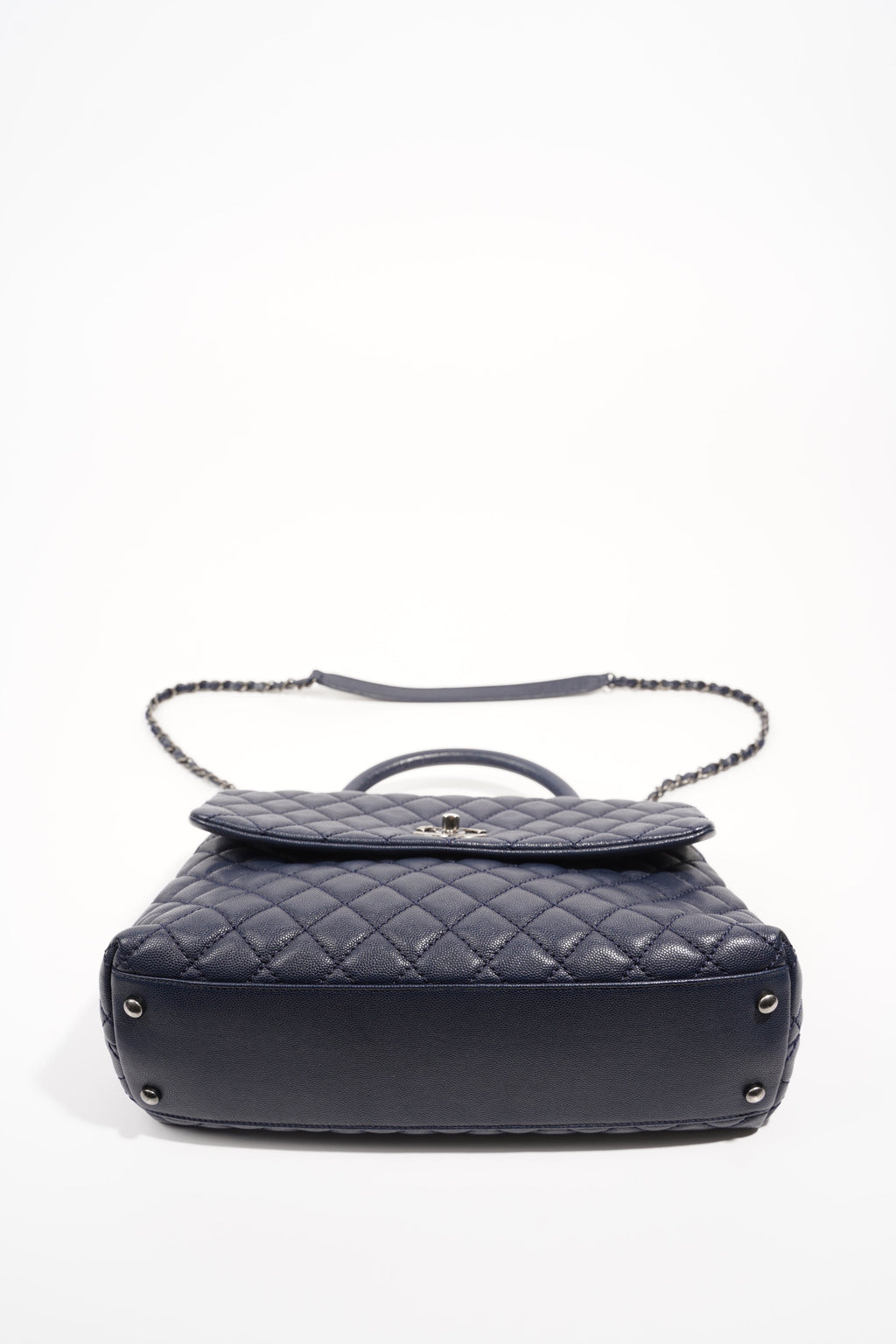 Chanel Womens Coco Top Handle Navy Large