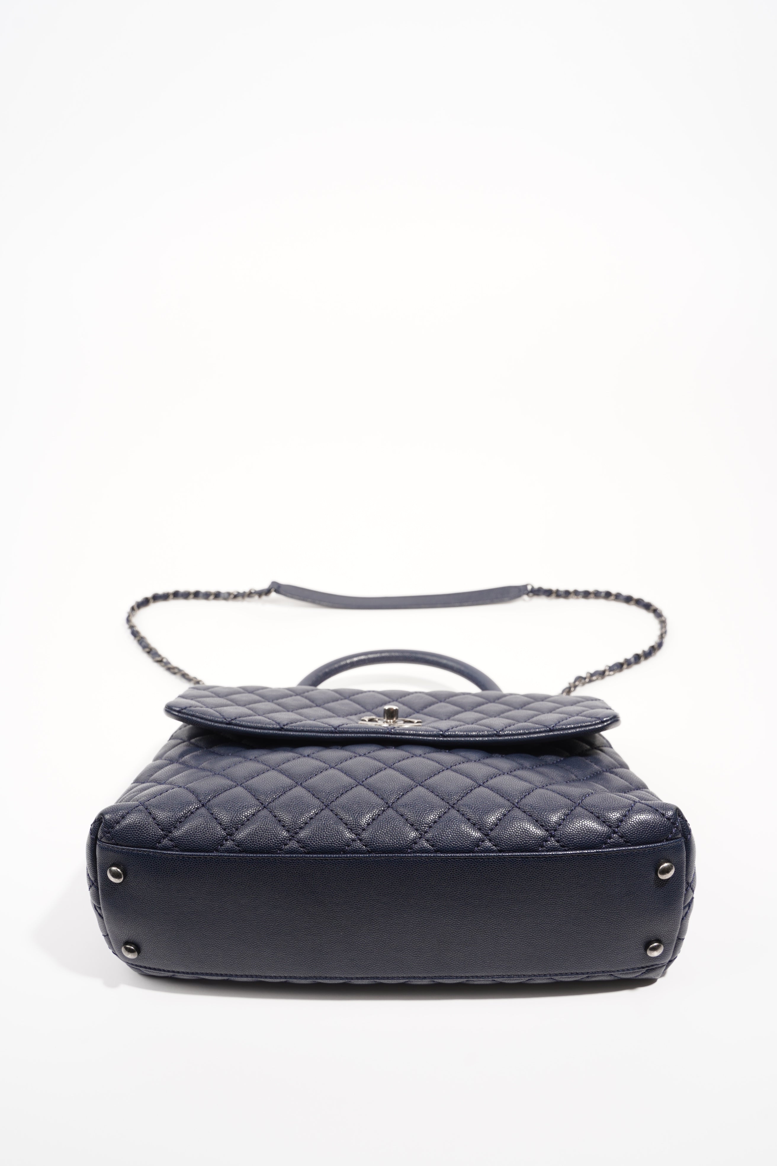 Chanel Womens Coco Top Handle Navy Large