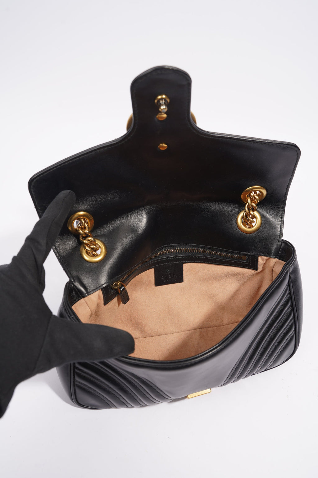 Gucci Marmont GG Flap Bag Black Leather Small