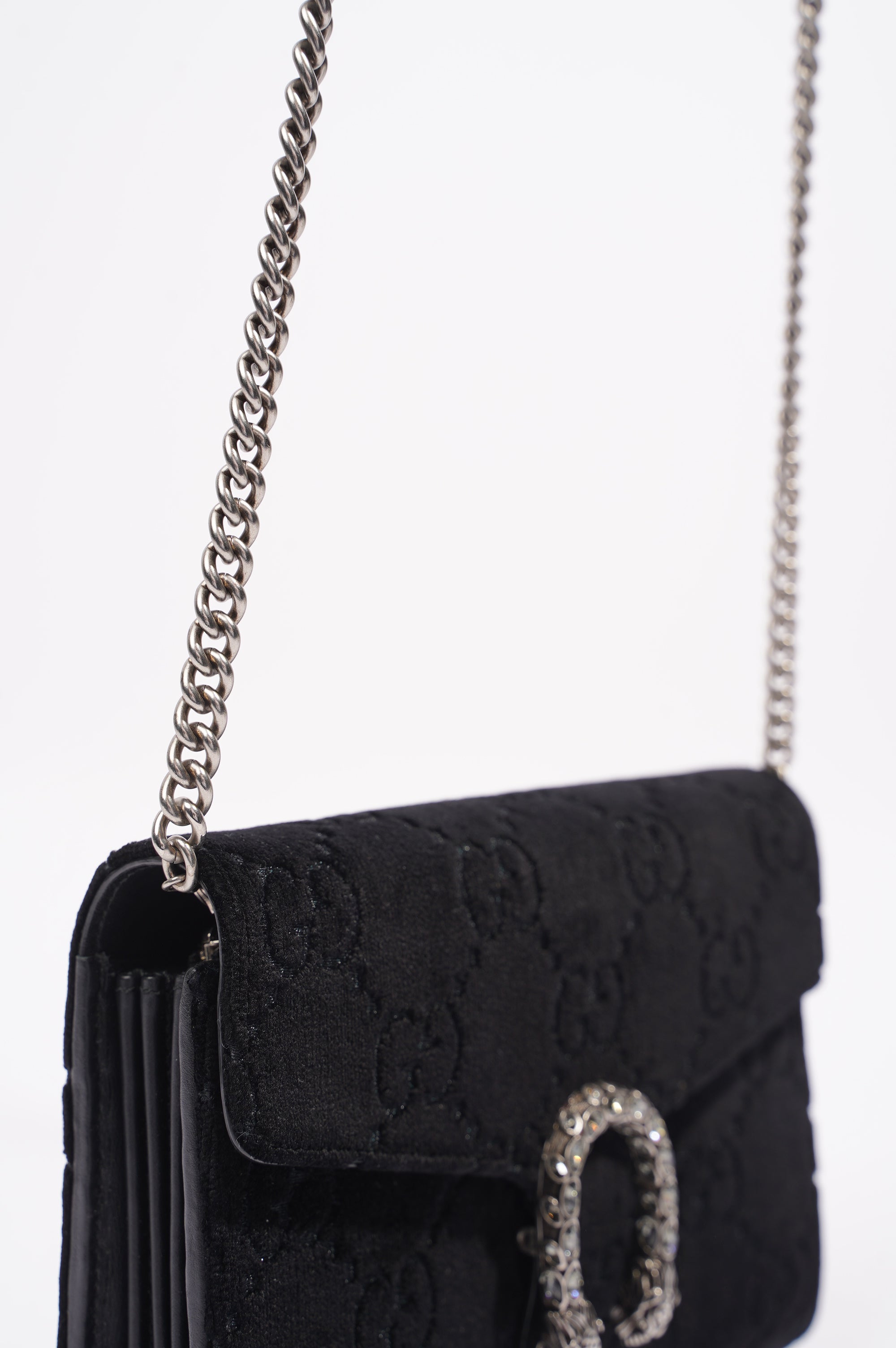 Gucci Dionysus GG Chain Wallet Black Velvet