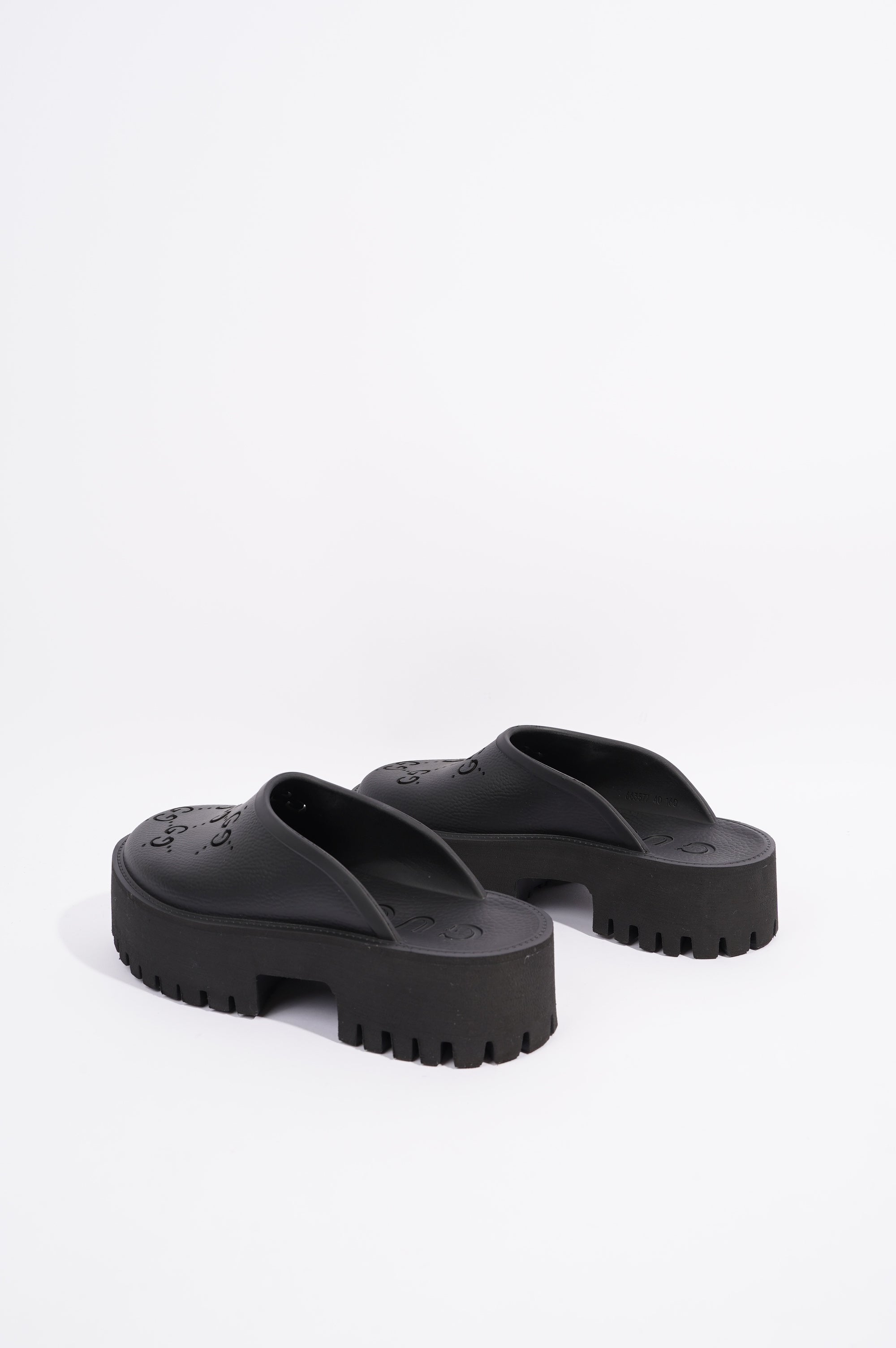 Gucci Womens Platform Perforated G Sandal Black EU 40 / UK 7
