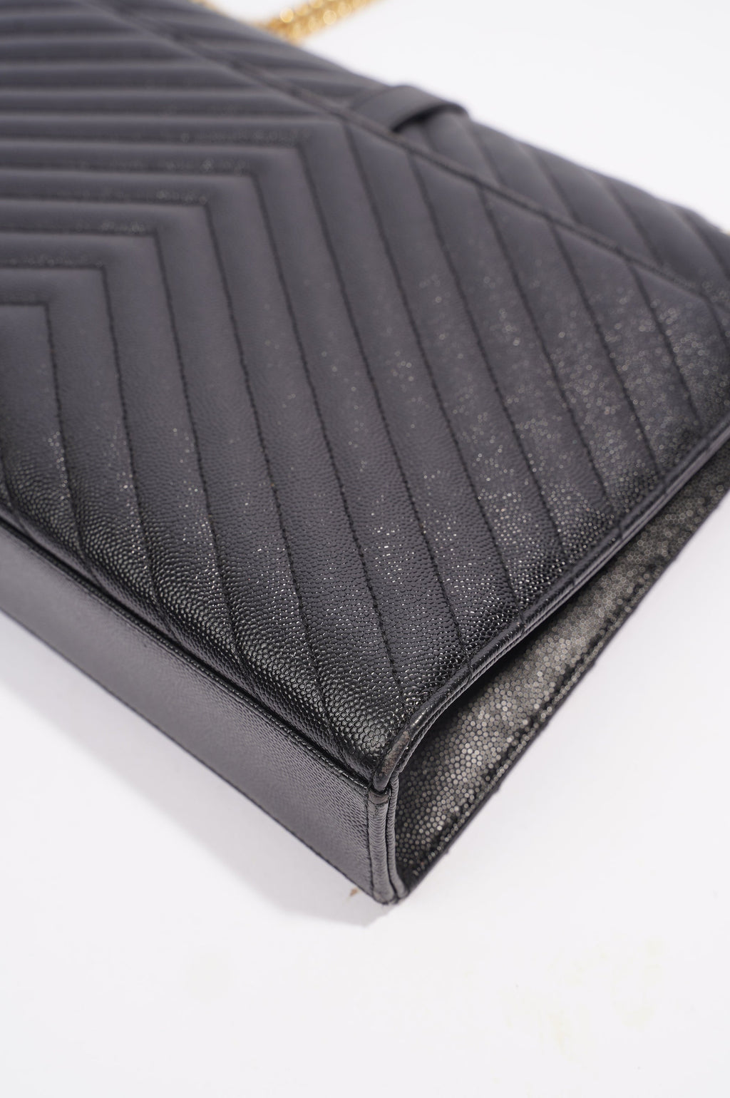 SAINT LAURENT WOMENS ENVELOPE BAG BLACK LEATHER LARGE