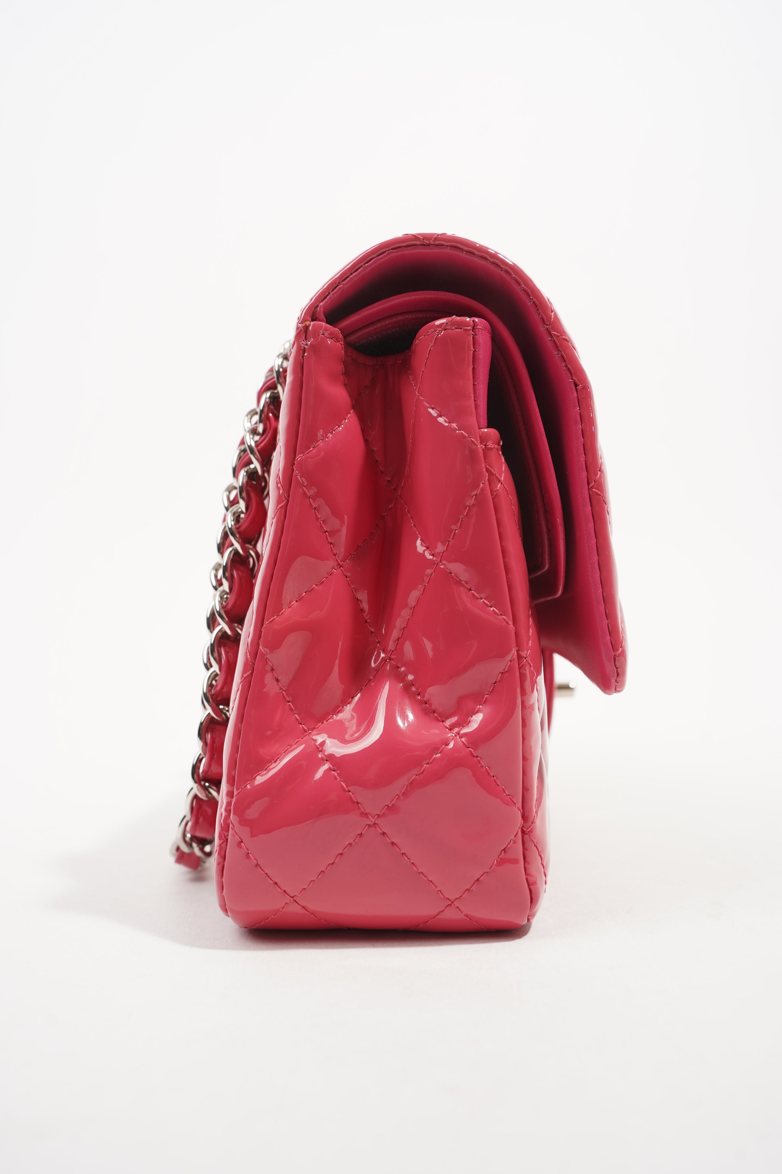 Chanel Womens Classic Flap Patent Pink Medium