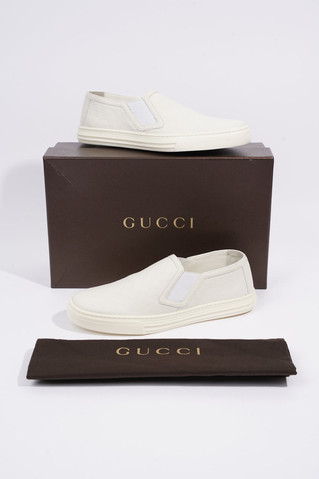 Gucci Womens Slip On Sneaker White Guccissima EU 37 / UK 4