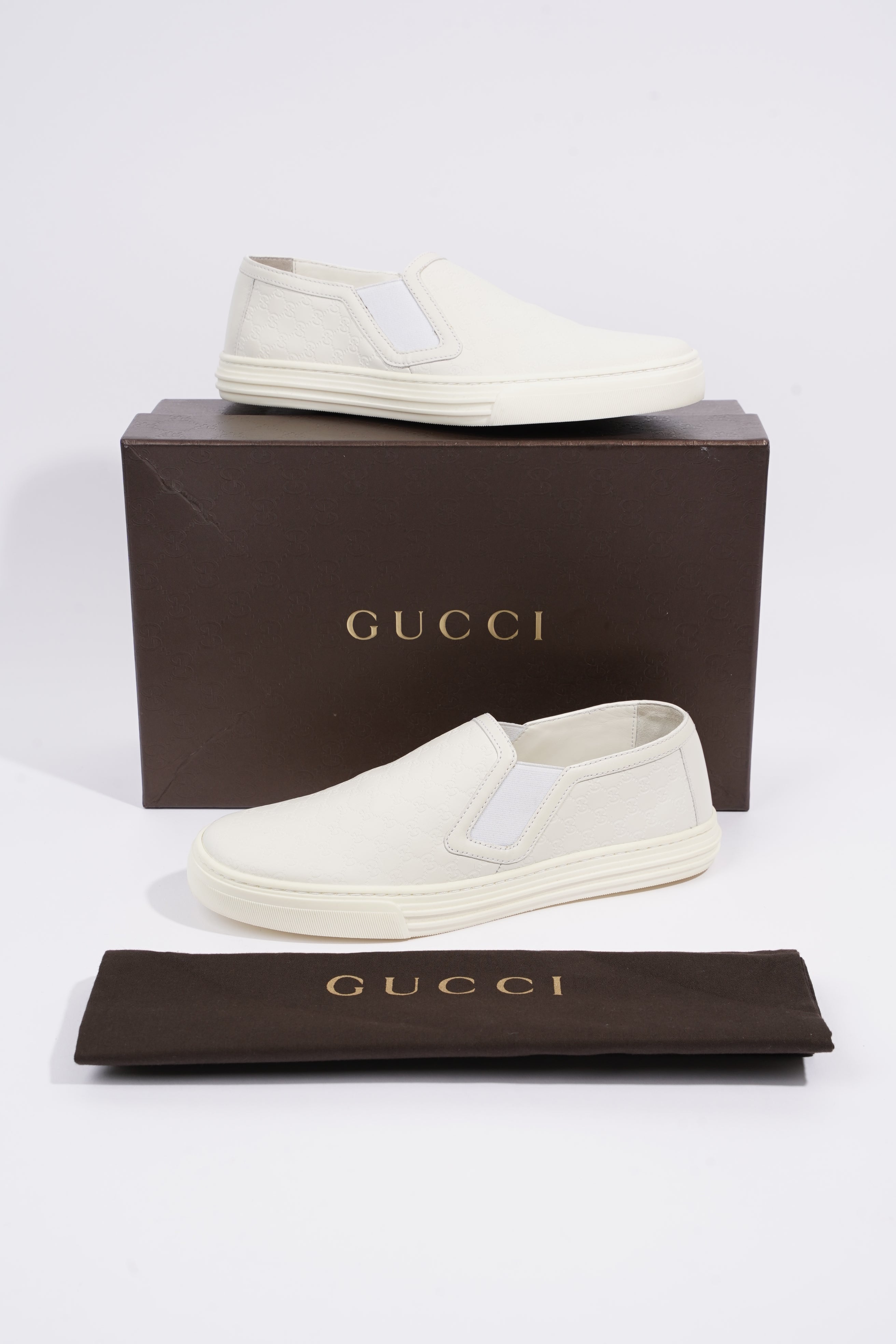 Gucci Womens Slip On Sneaker White Guccissima EU 37 / UK 4