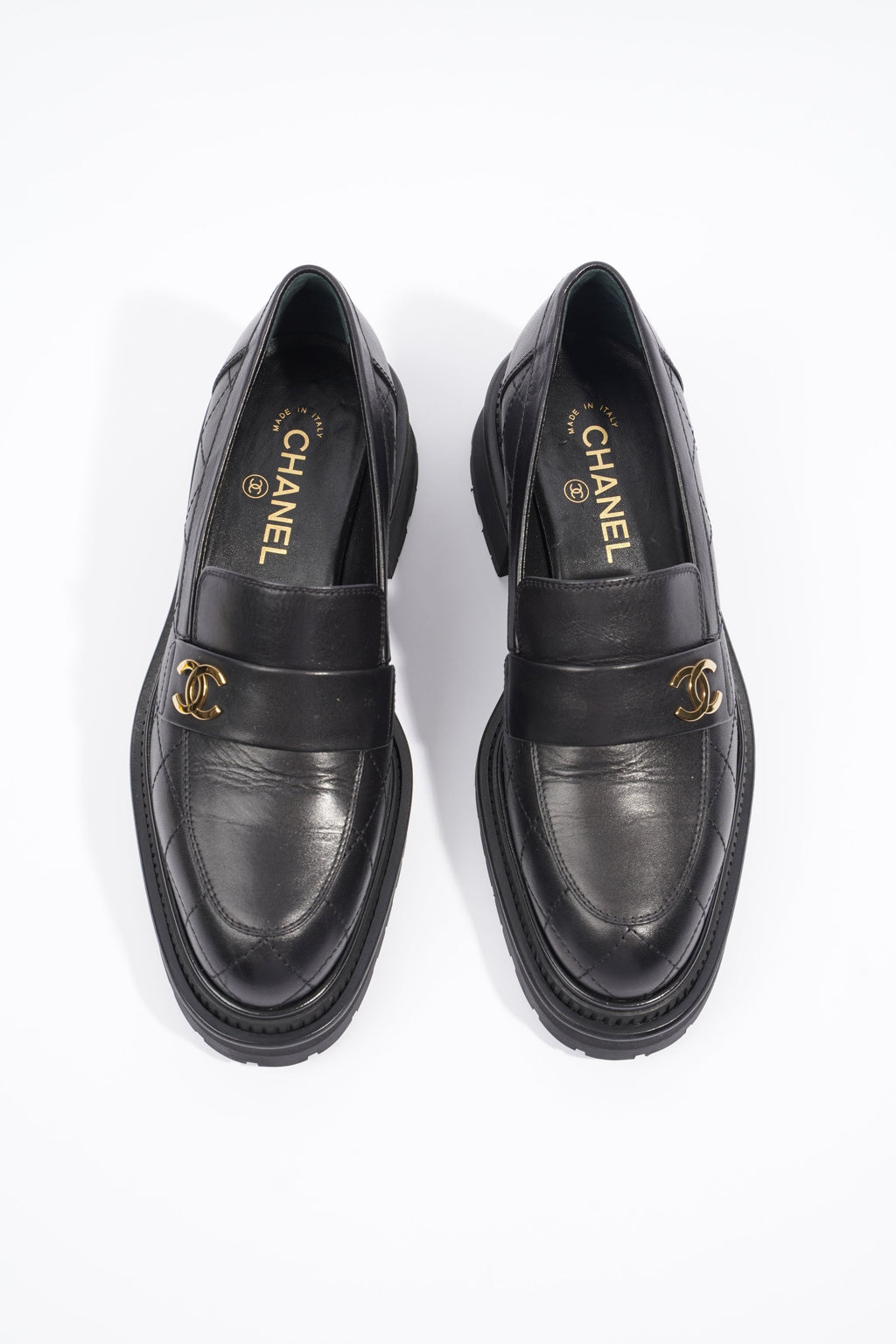 Chanel Womens Moccasins Black Leather EU 39 / UK 6