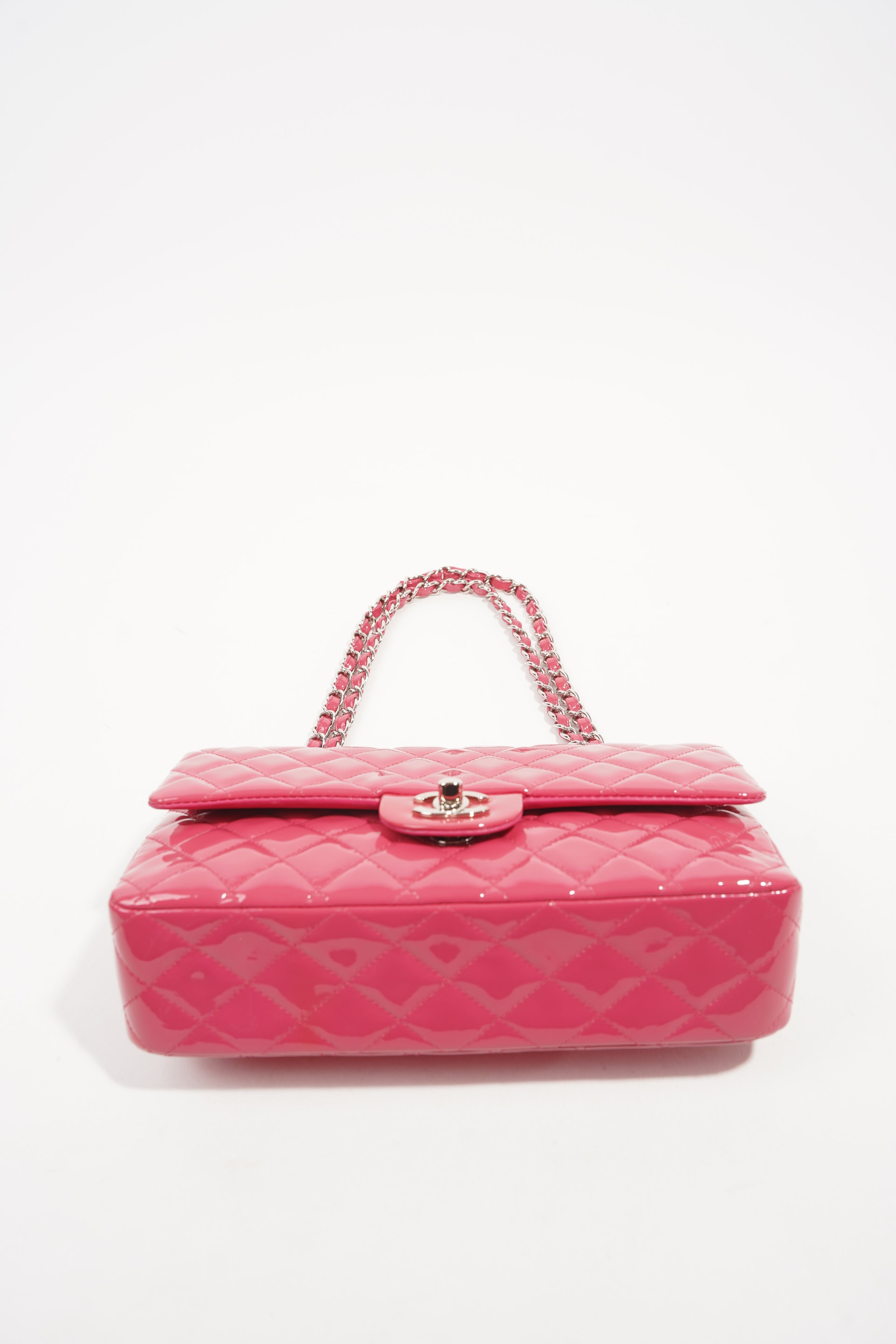 Chanel Womens Classic Flap Patent Pink Medium