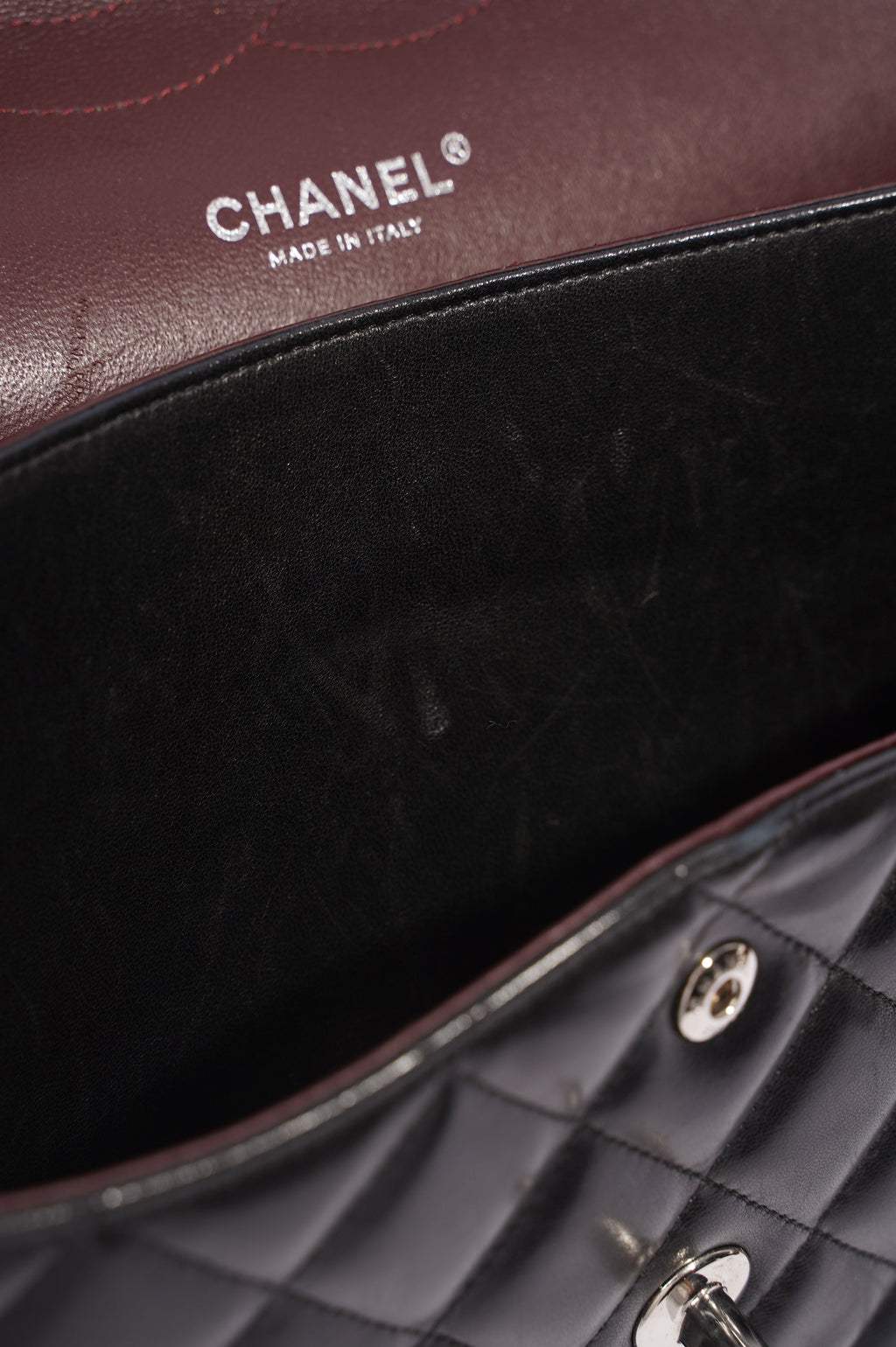 Chanel Double Flap Bag Black Lambskin Leather Large