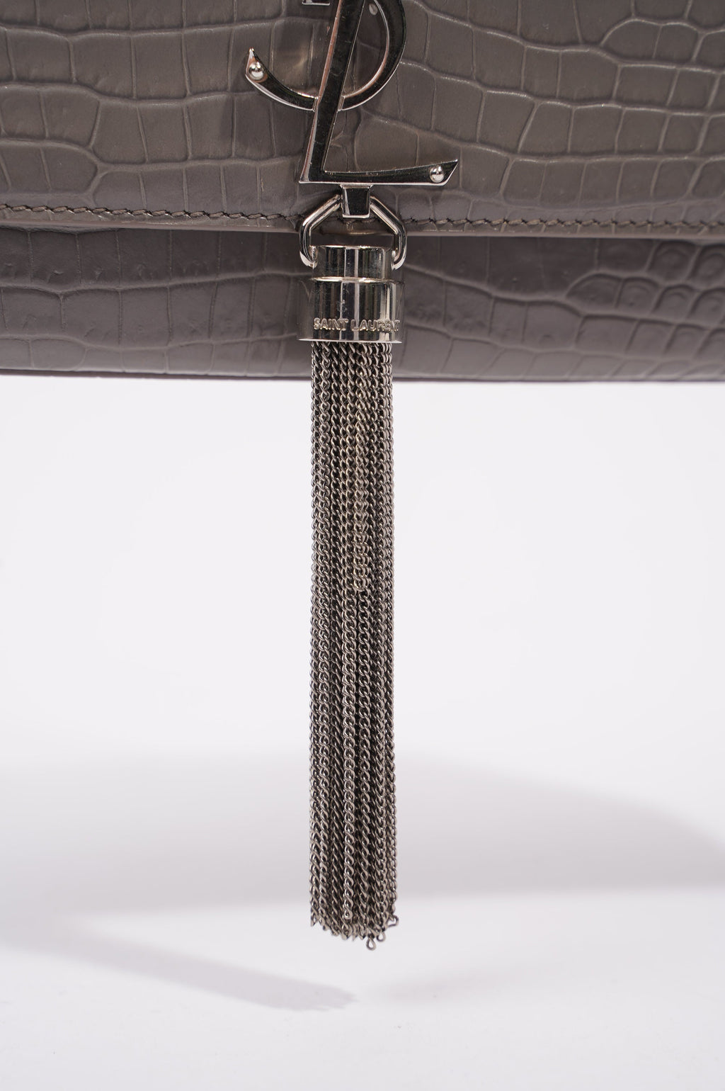 Saint Laurent Kate Tassle Bag Grey / Croc Medium