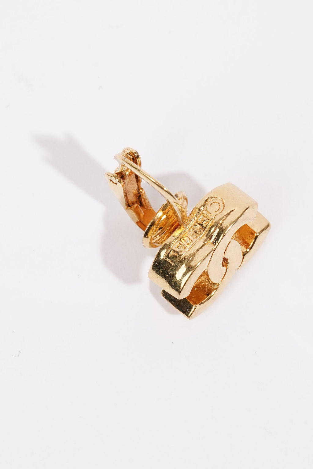 Chanel Logo Earrings Gold Gold Plated