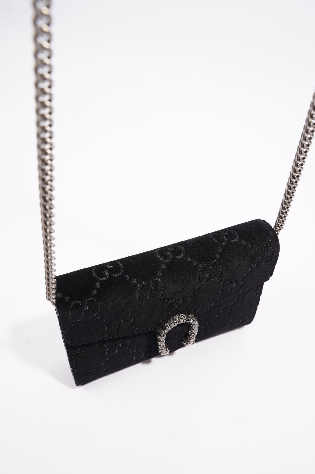 Gucci Dionysus GG Chain Wallet Black Velvet