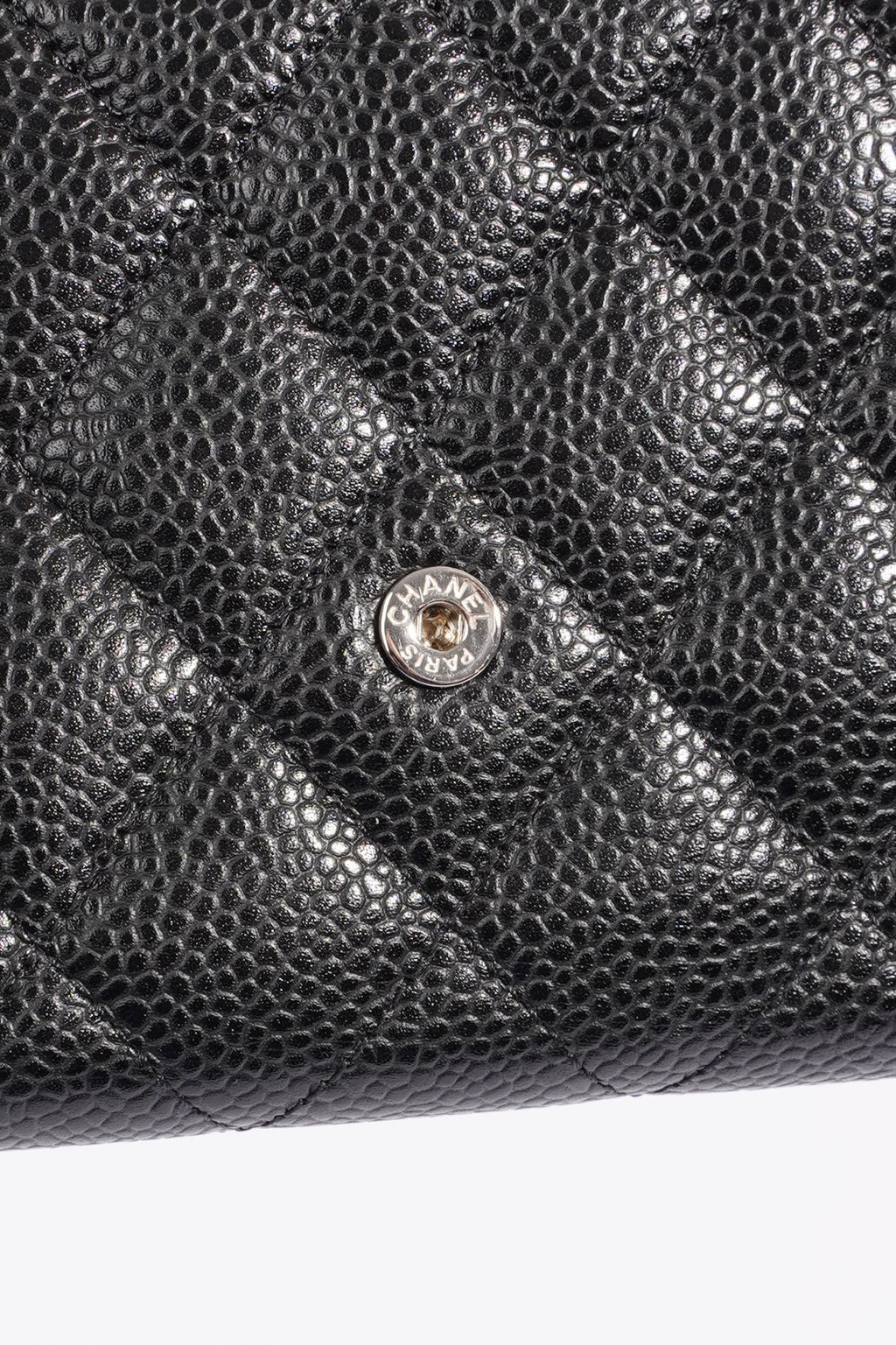 Chanel Womens Classic Flap Wallet Black Caviar Leather Small