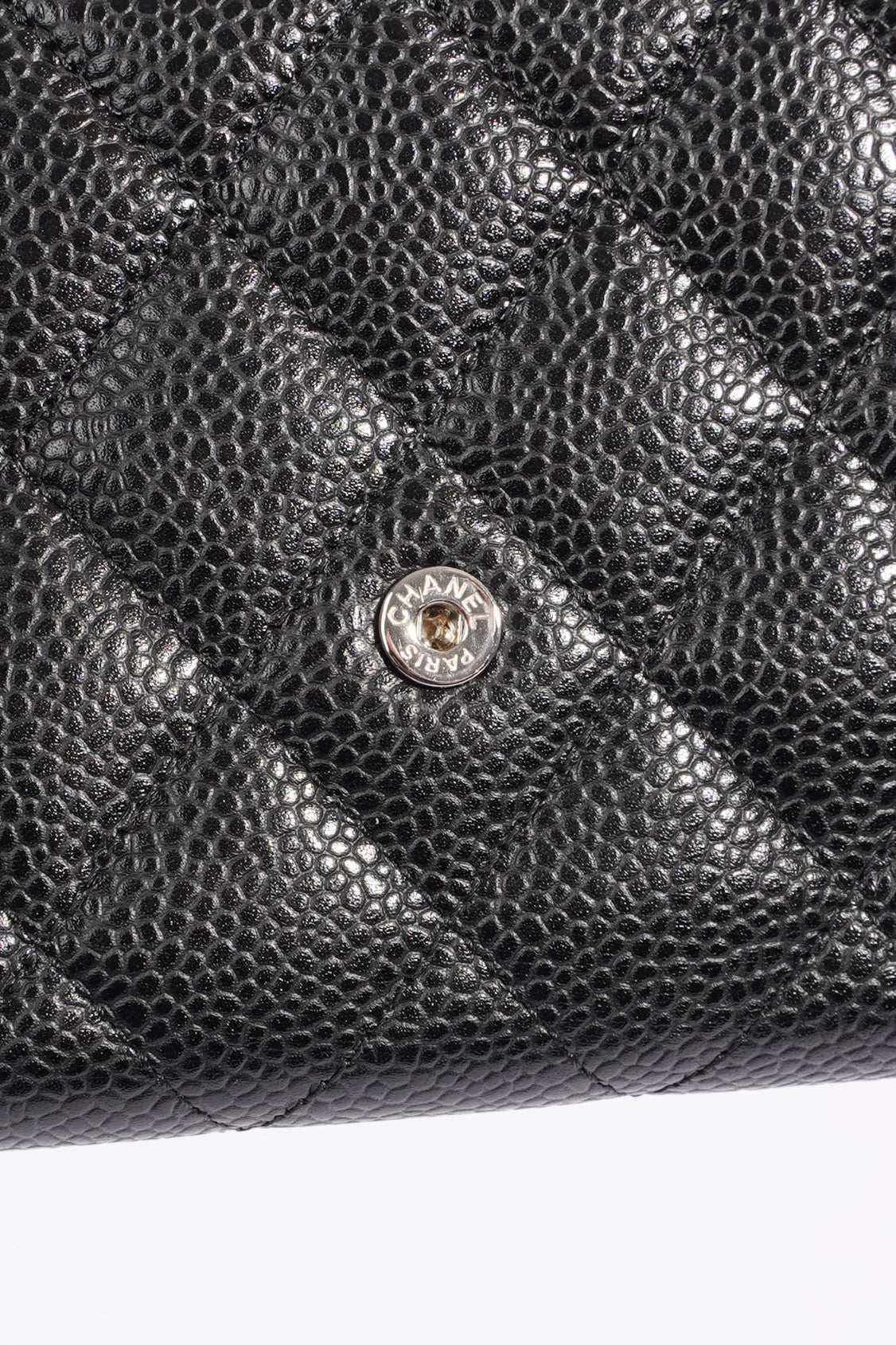 Chanel Womens Classic Flap Wallet Black Caviar Leather Small
