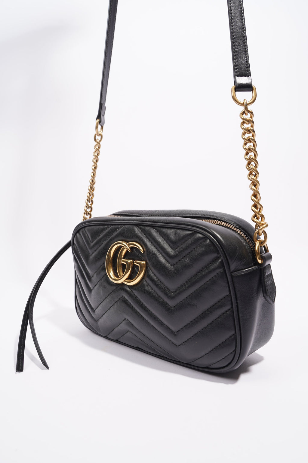 Gucci Womens GG Marmont Bag Black Leather Small