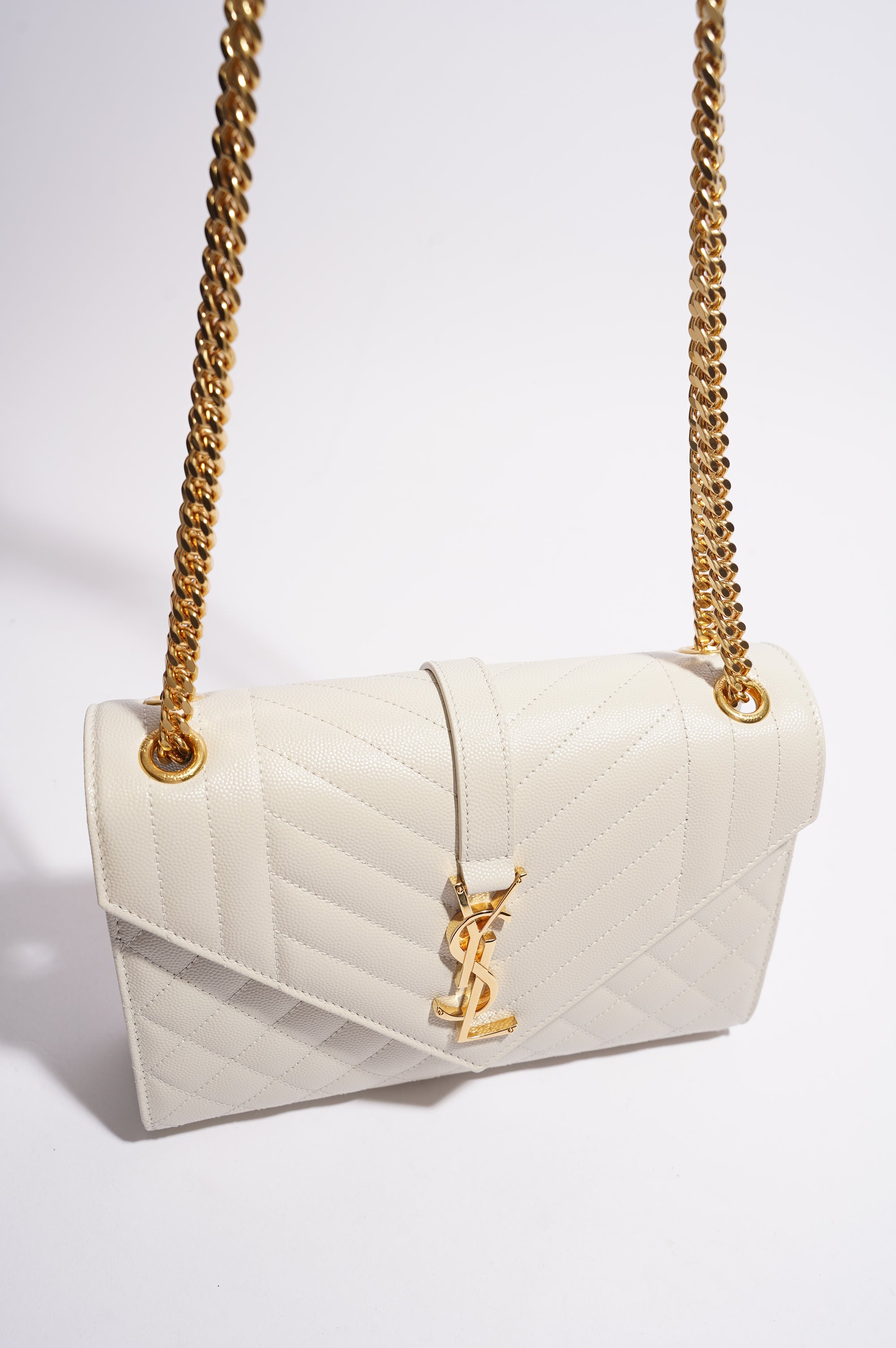 Saint Laurent Womens Envelope Medium Bag Cream