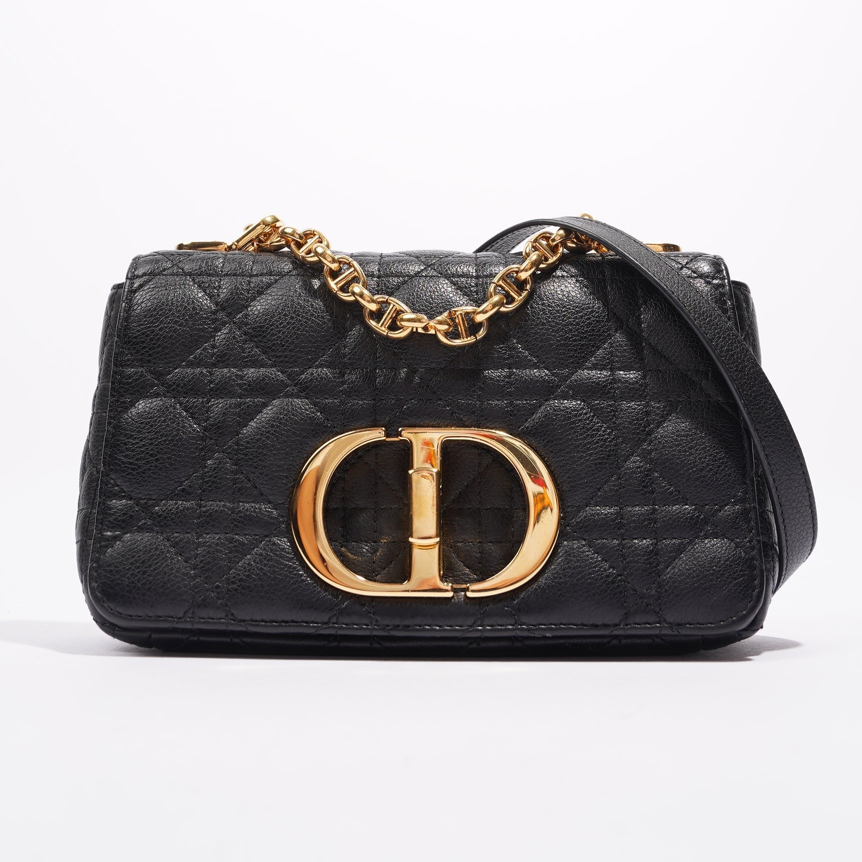 Christian Dior Womens Dior Caro Bag Black Leather Small