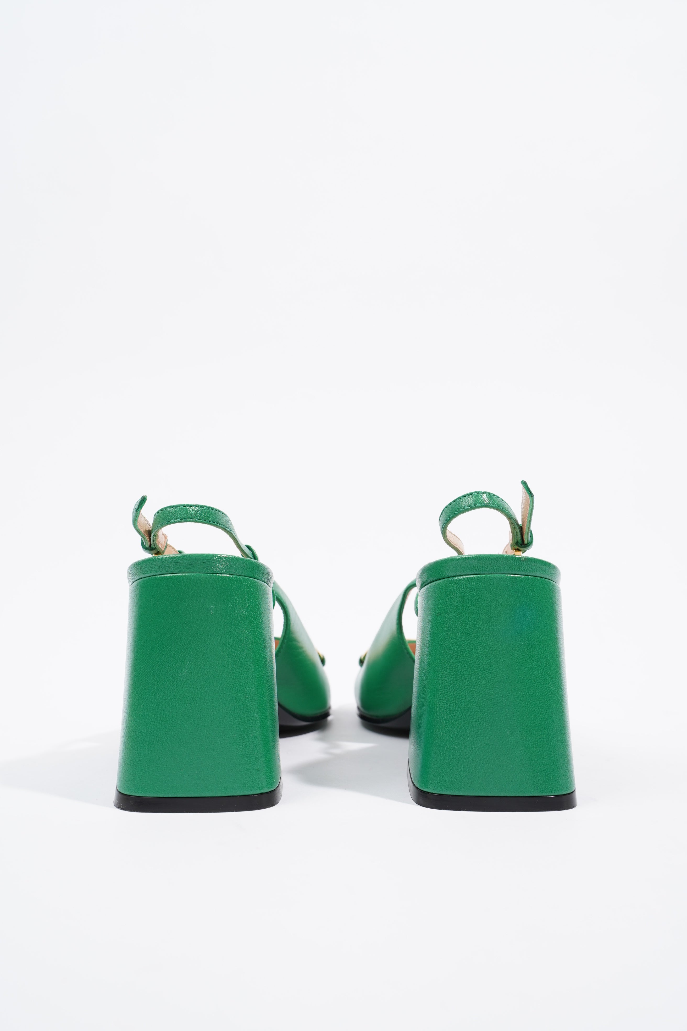 Gucci Mid Heel Slingback Heel Green Leather EU 38 / UK 5