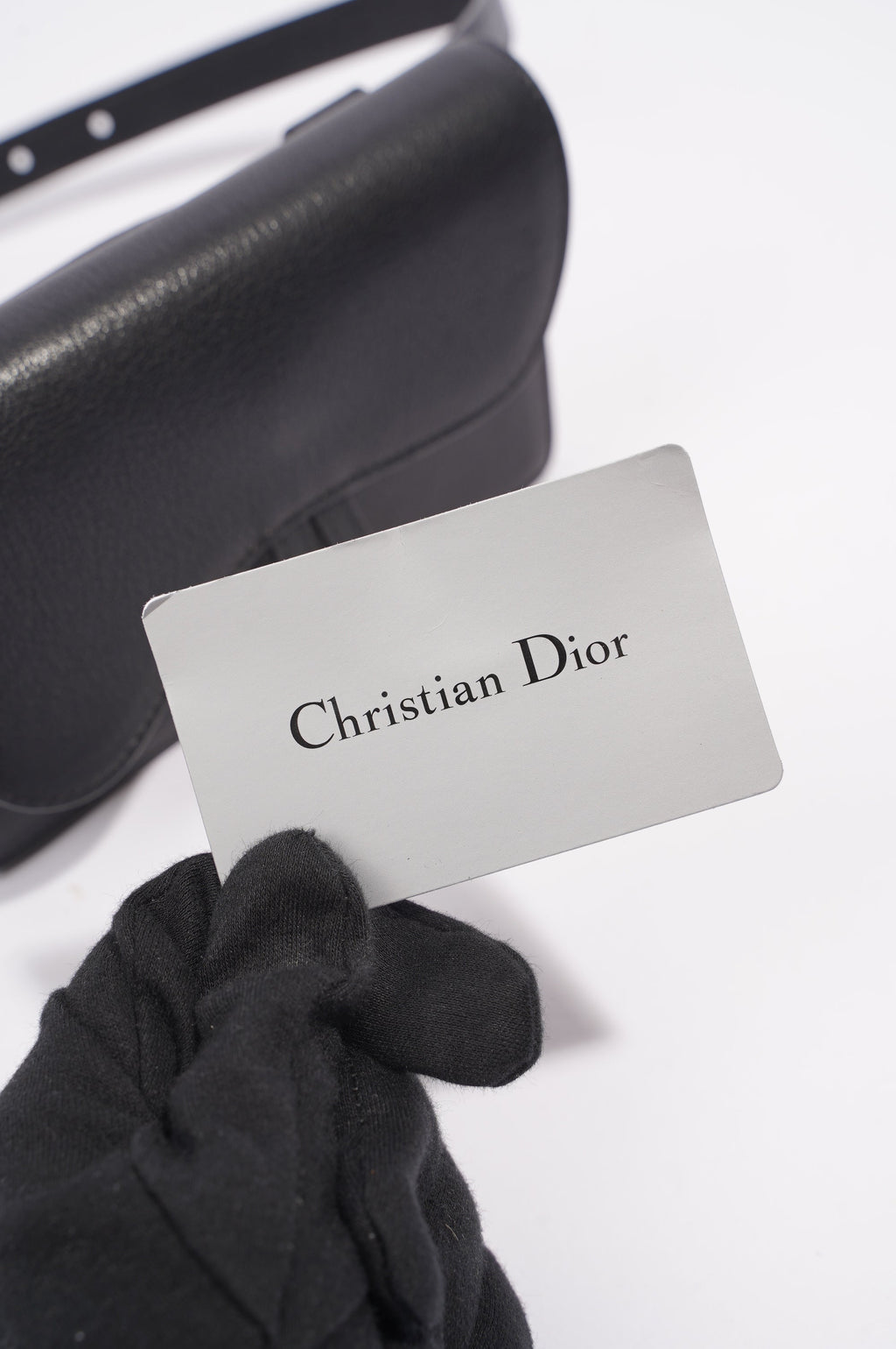 Christian Dior Saddle Belt Pouch Black Leather