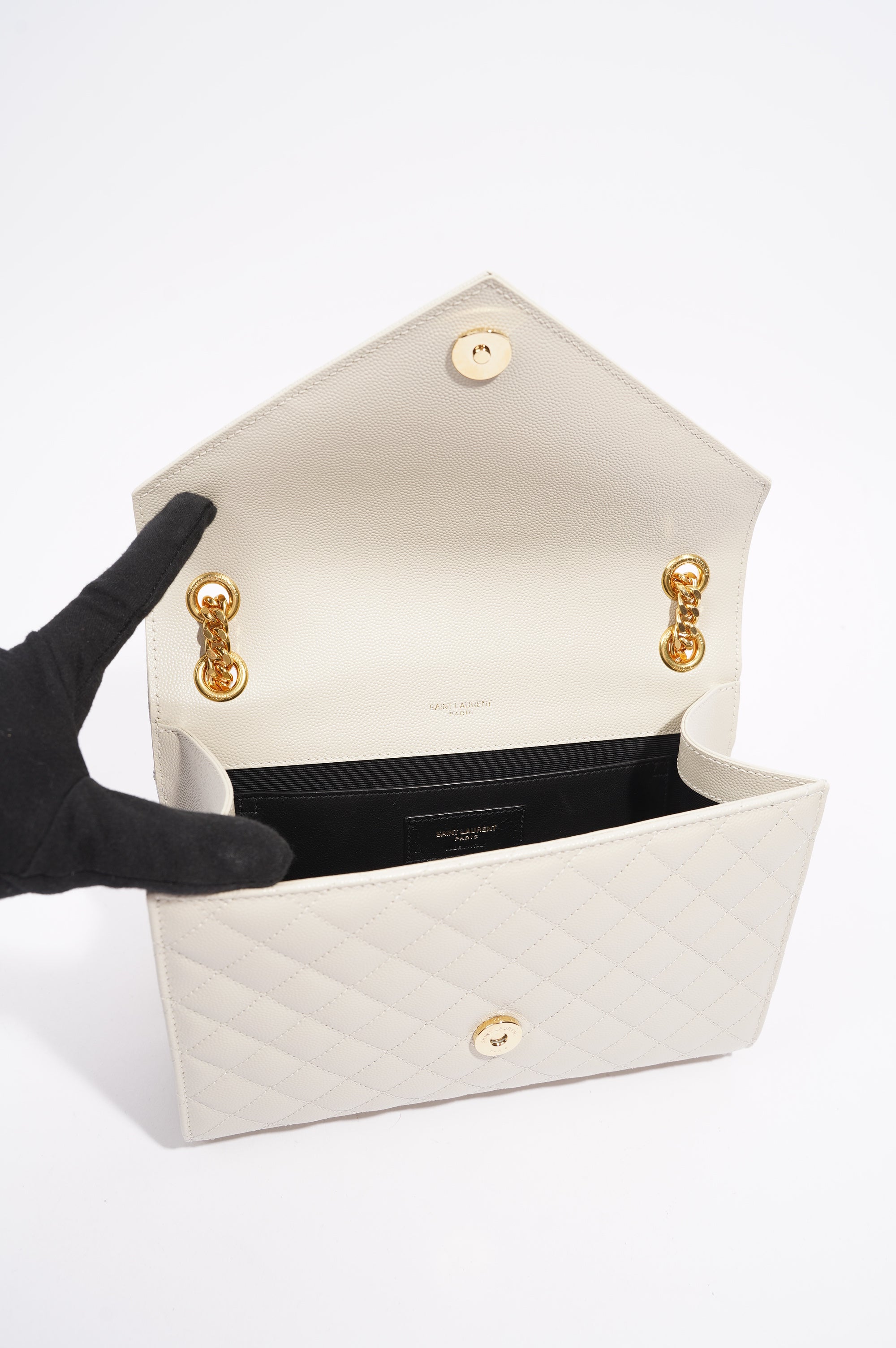 Saint Laurent Womens Envelope Medium Bag Cream