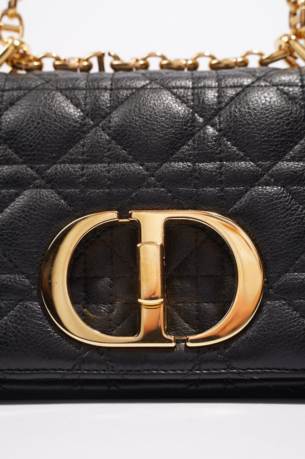 Christian Dior Womens Dior Caro Bag Black Leather Small