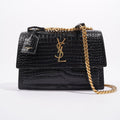 Saint Laurent Womens Sunset Black Leather Medium