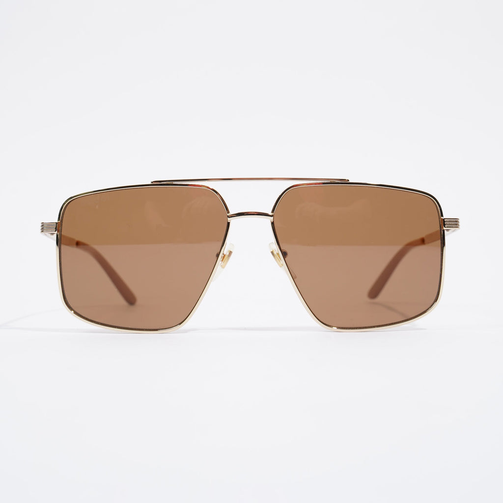 Gucci Womens Aviator Sunglasses Metallic Base Metal 145