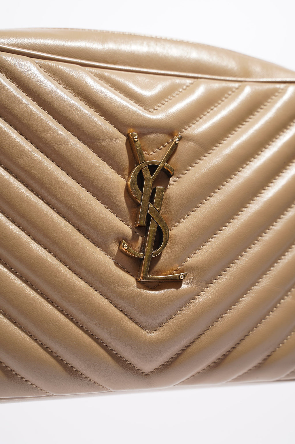 Saint Laurent Womens Camera Bag Beige Leather