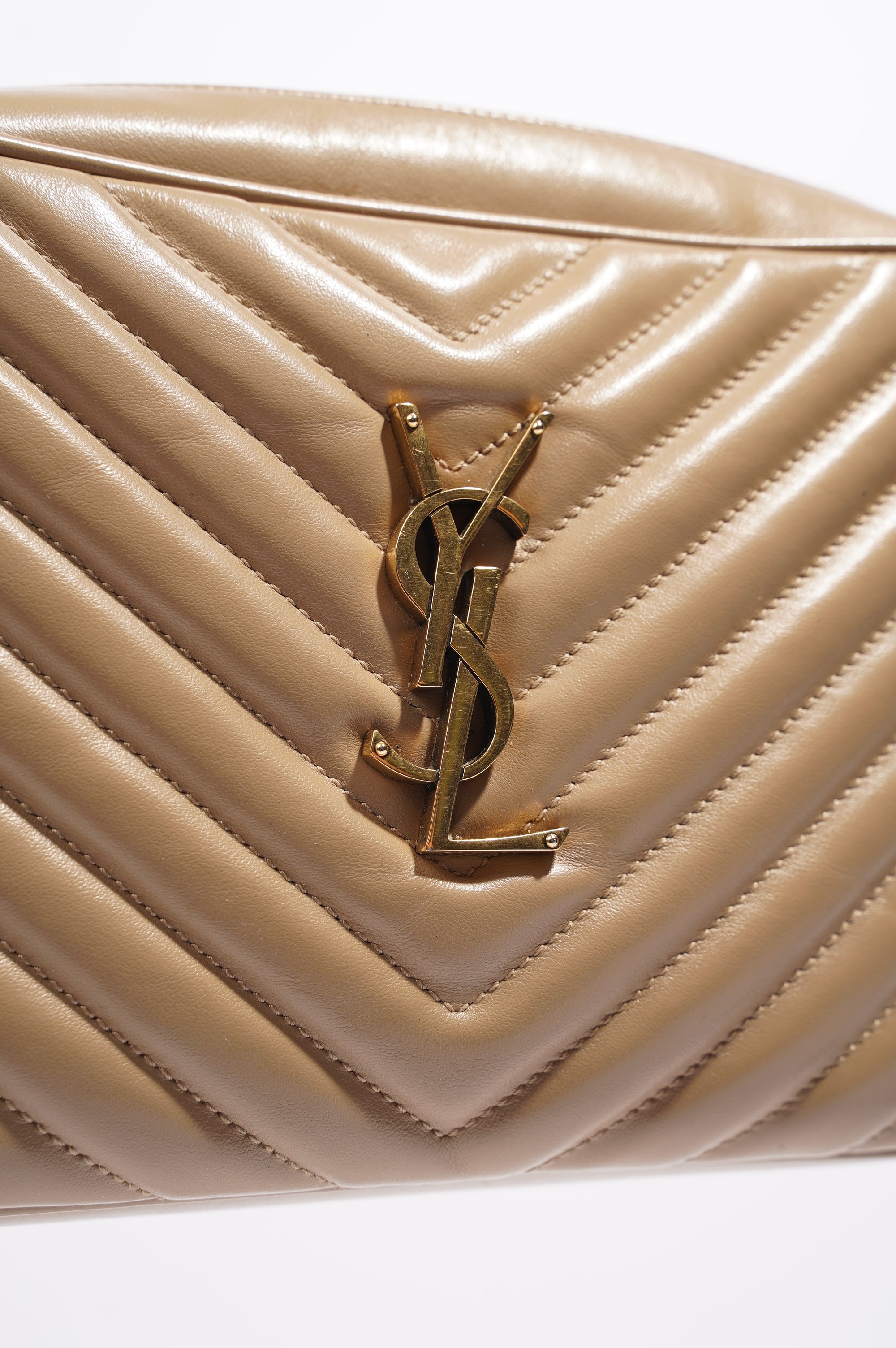 Saint Laurent Womens Camera Bag Beige Leather