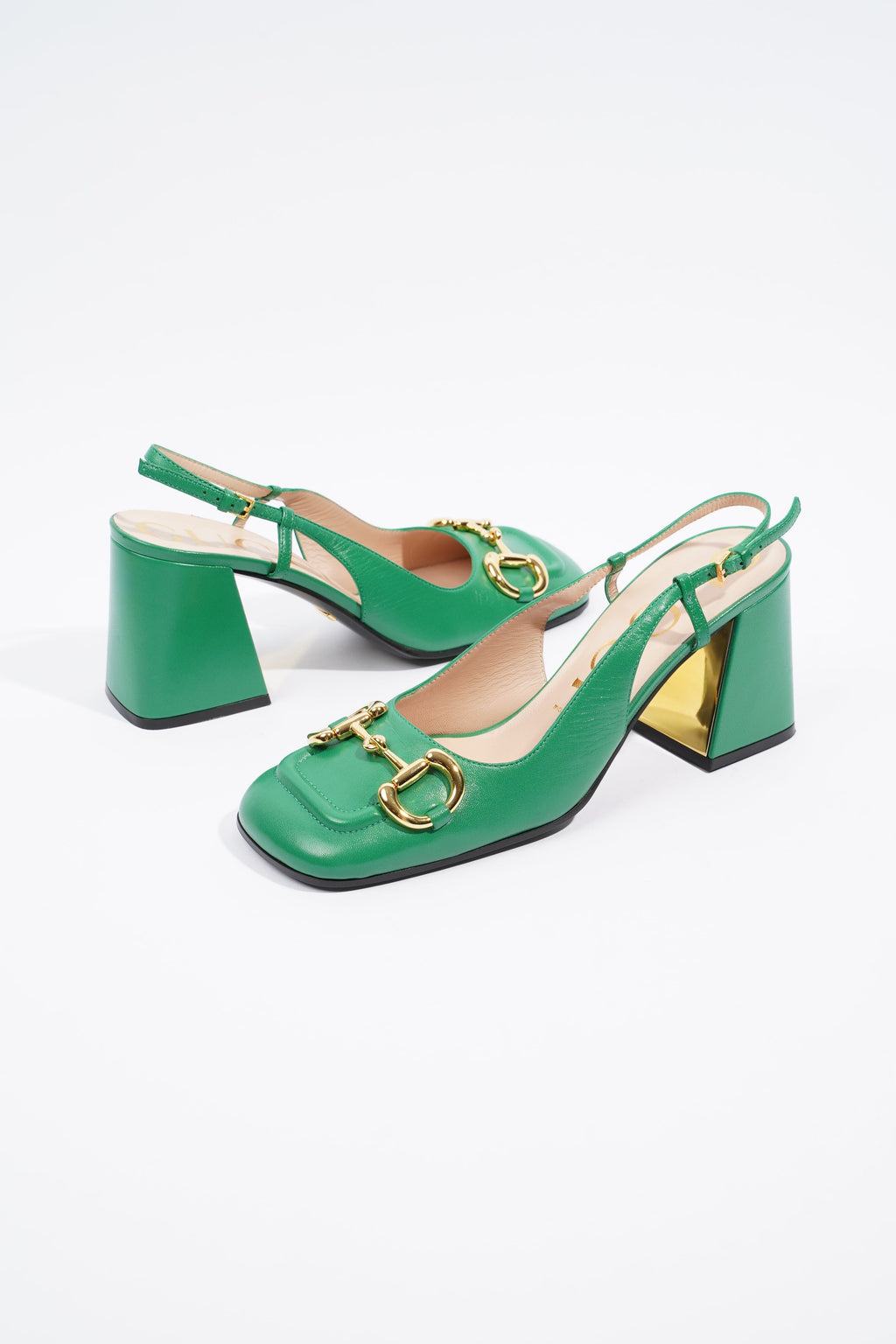 Gucci Mid Heel Slingback Heel Green Leather EU 38 / UK 5