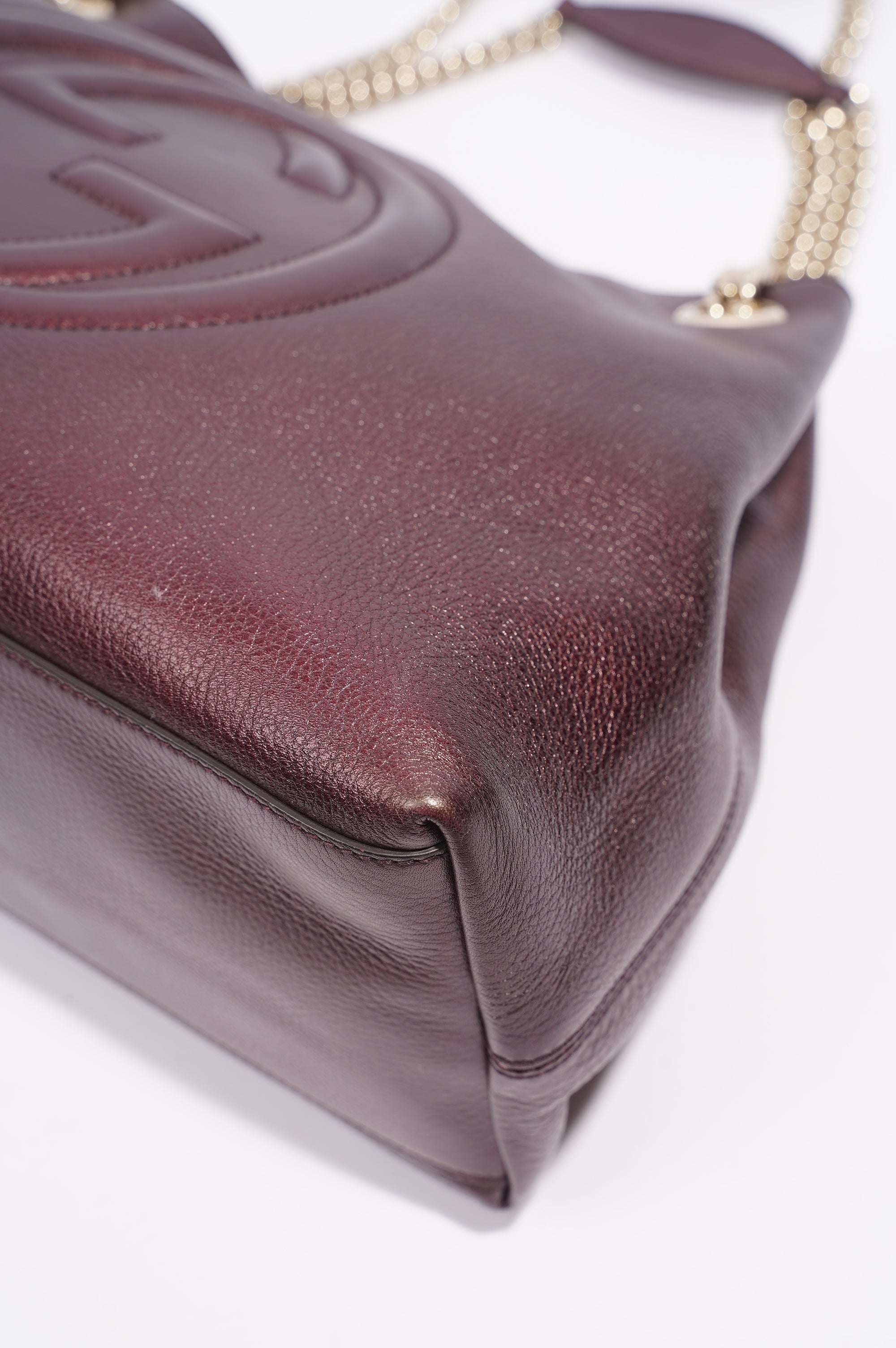 Gucci Womens Soho Chain Bag Purple Leather