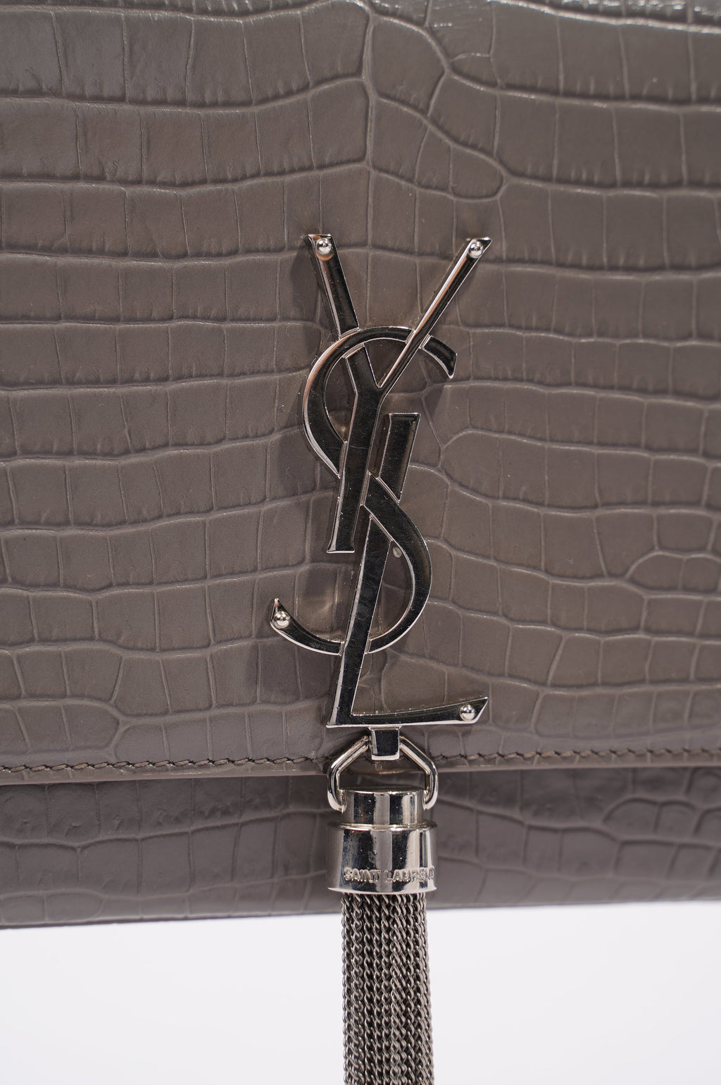 Saint Laurent Kate Tassle Bag Grey / Croc Medium