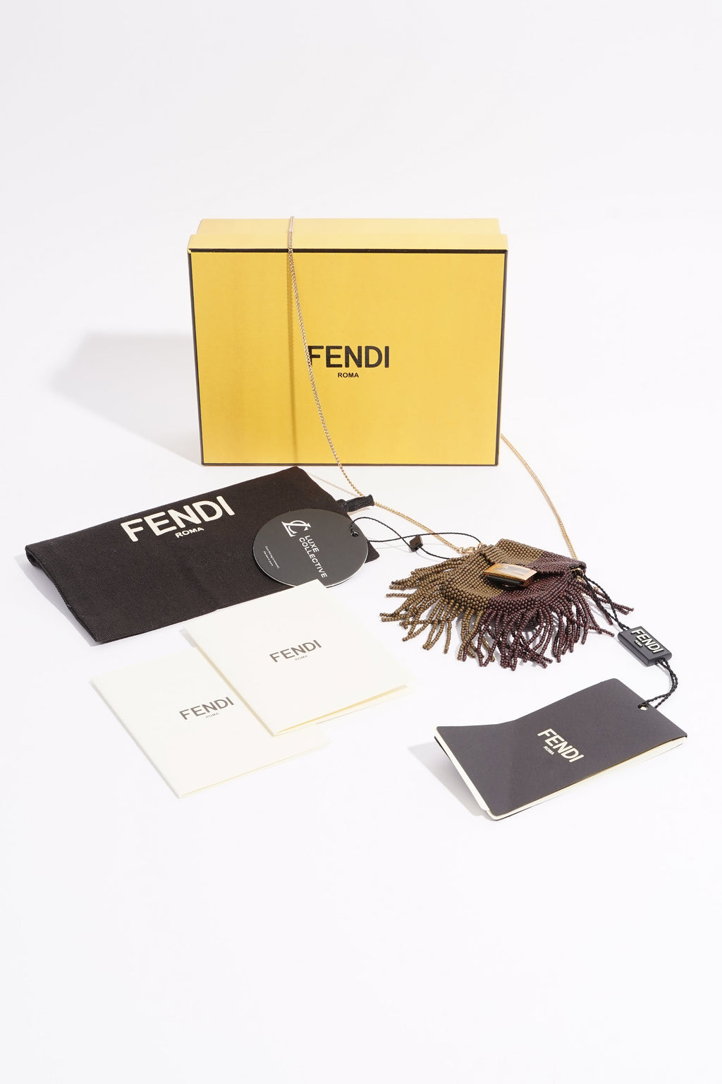 Fendi Pico Baguette Dark Brown / Soft Gold Mini