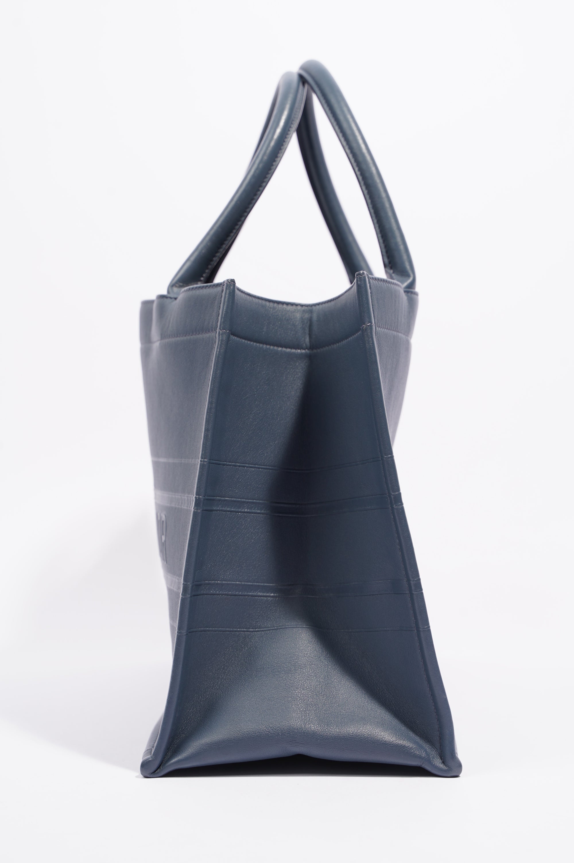 Christian Dior Womens Leather Book Tote Navy Medium