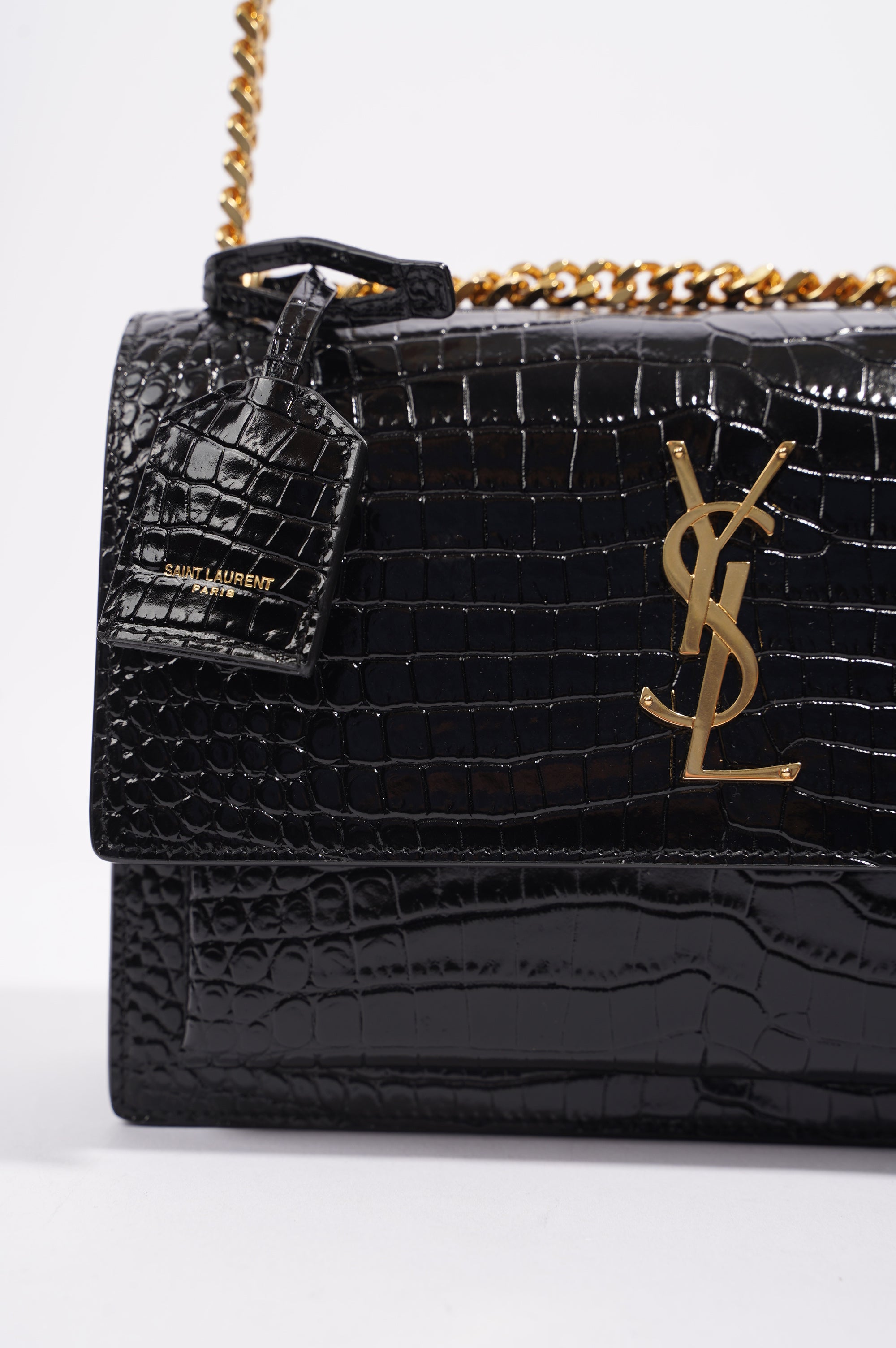 Saint Laurent Womens Sunset Black Leather Medium