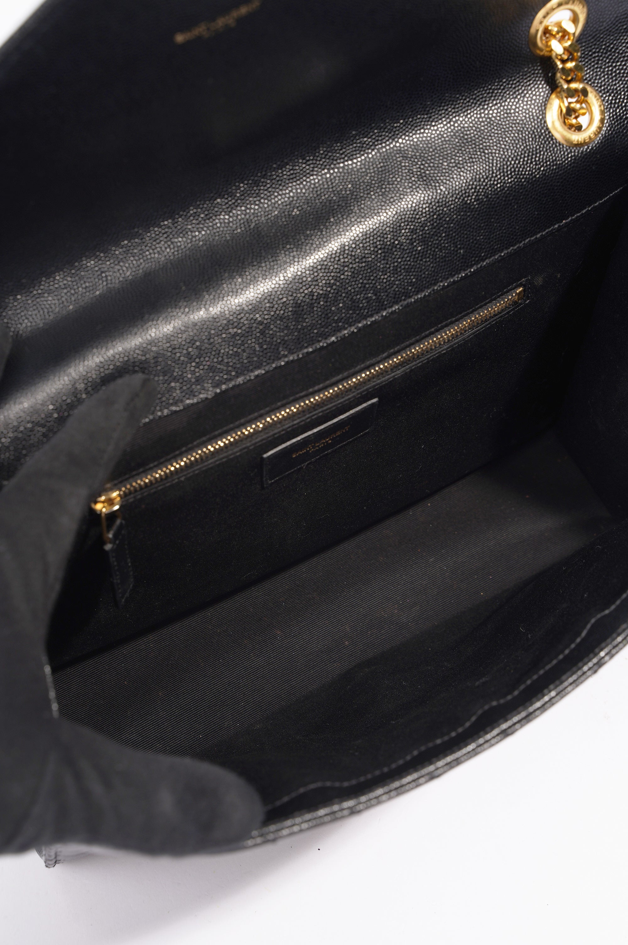 SAINT LAURENT WOMENS ENVELOPE BAG BLACK LEATHER LARGE