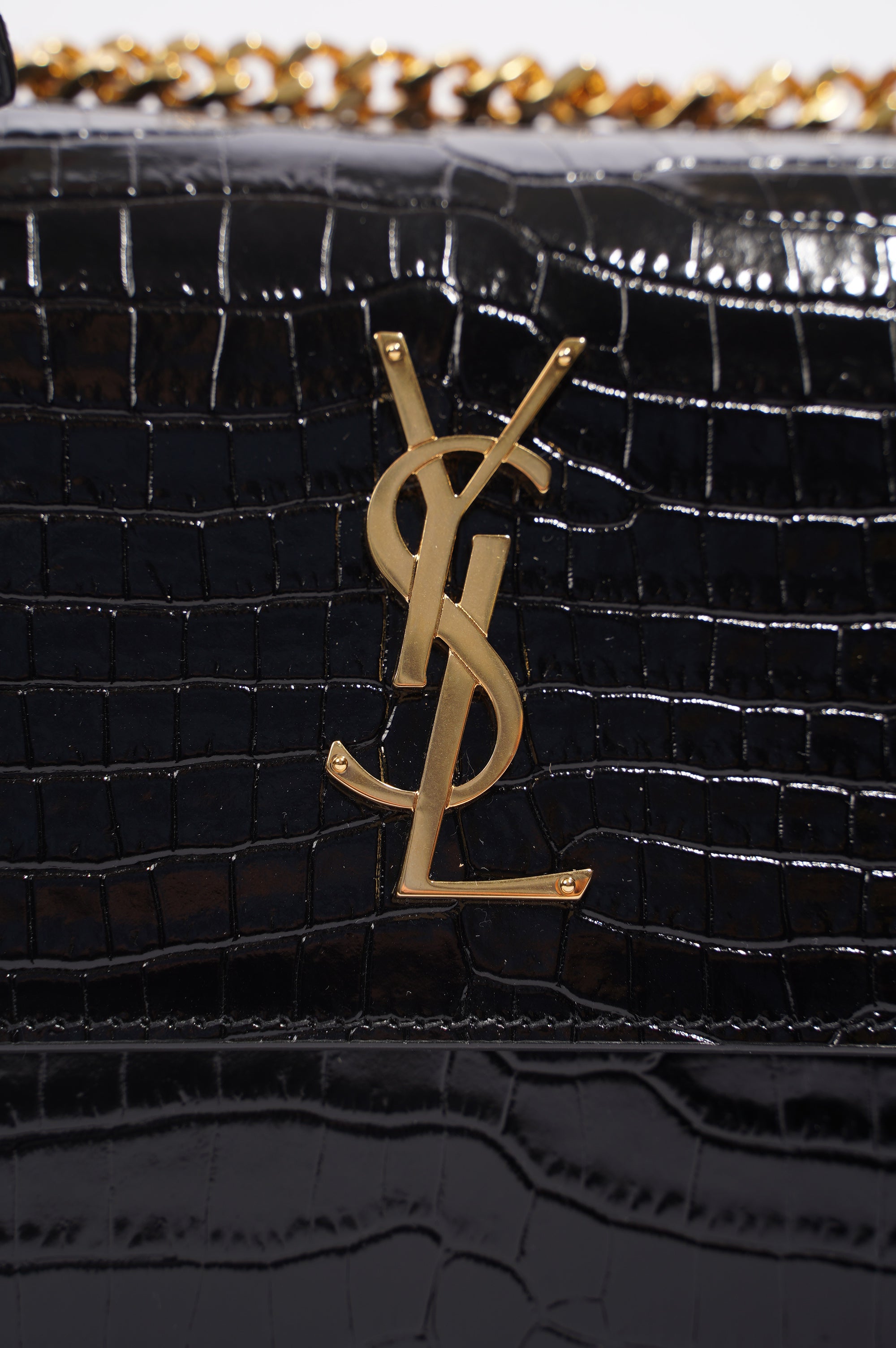 Saint Laurent Womens Sunset Black Leather Medium