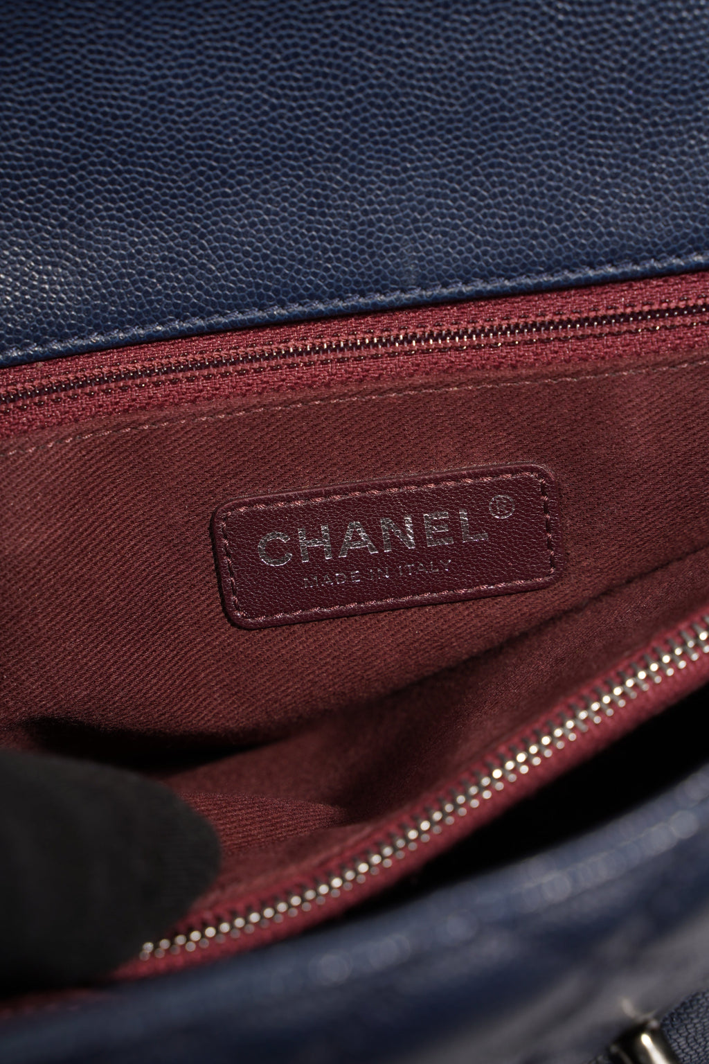 Chanel Womens Coco Top Handle Navy Large