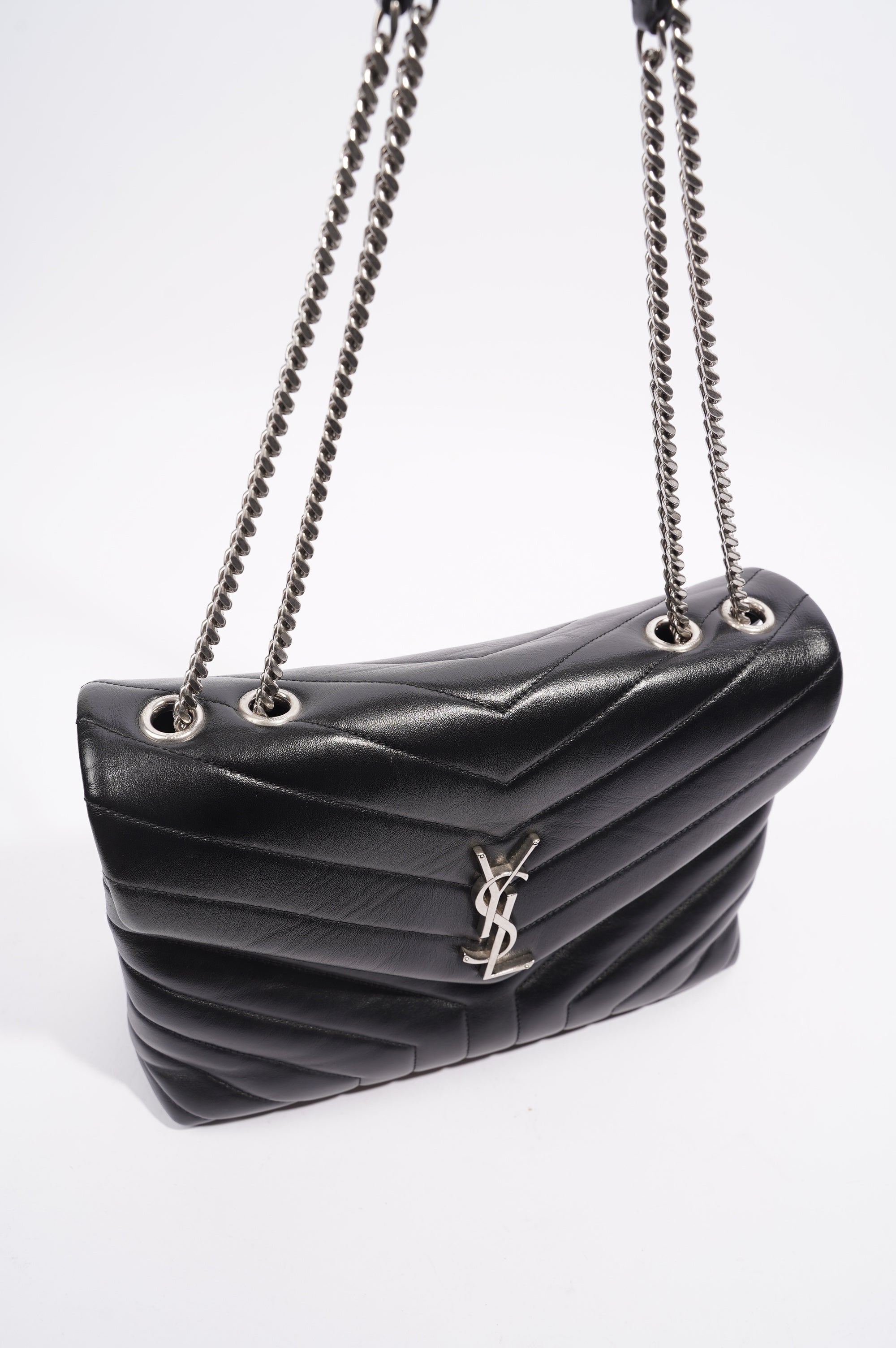 Saint Laurent Womens Lou Lou Bag Black Leather Medium