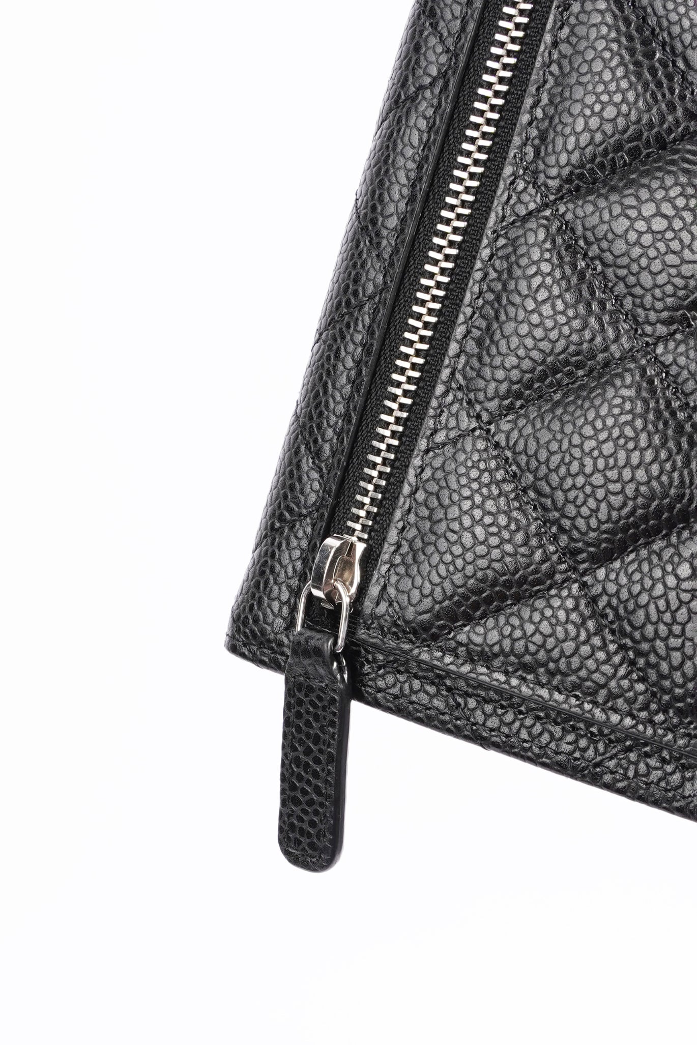 Chanel Womens Classic Flap Wallet Black Caviar Leather Small