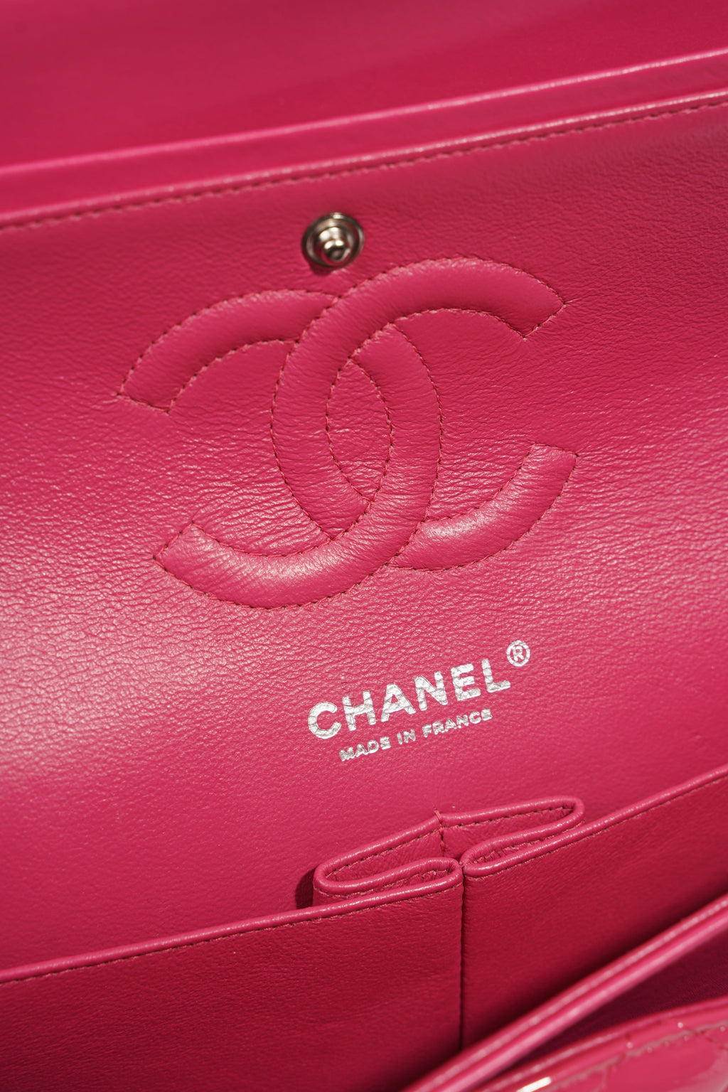 Chanel Womens Classic Flap Patent Pink Medium