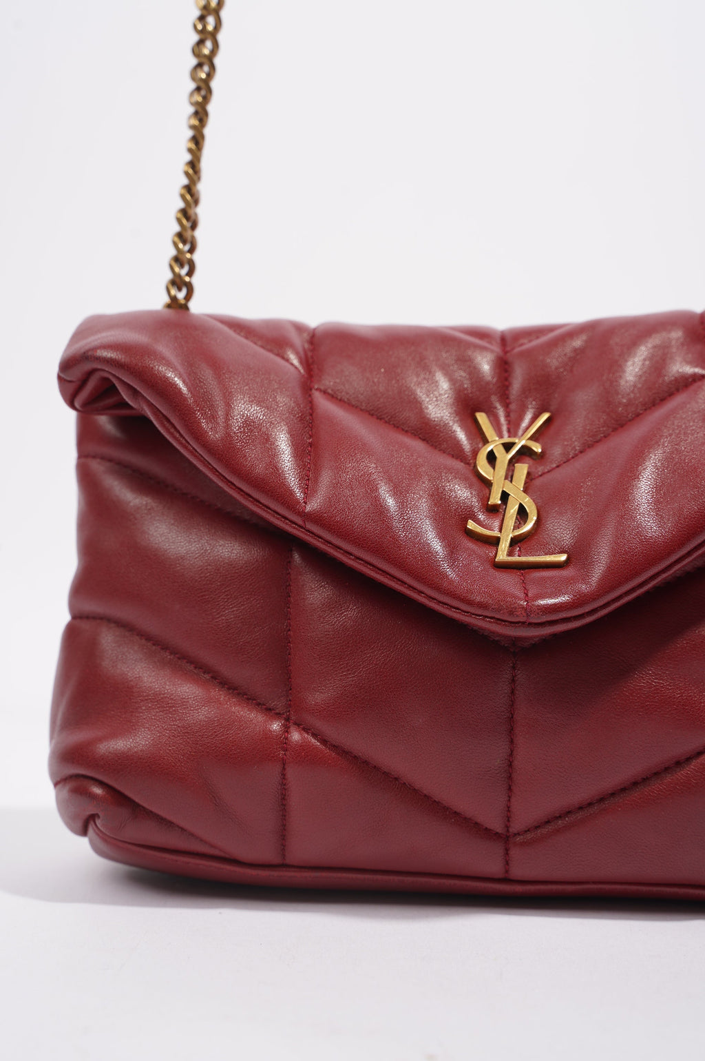 Saint Laurent Womens Lou Lou Puffer Red / Gold Toy