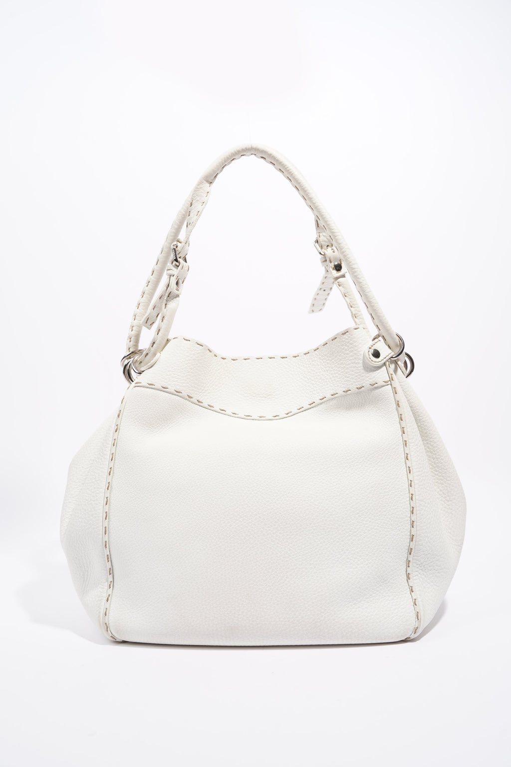 Fendi Womens Selleria Bucket Bag White