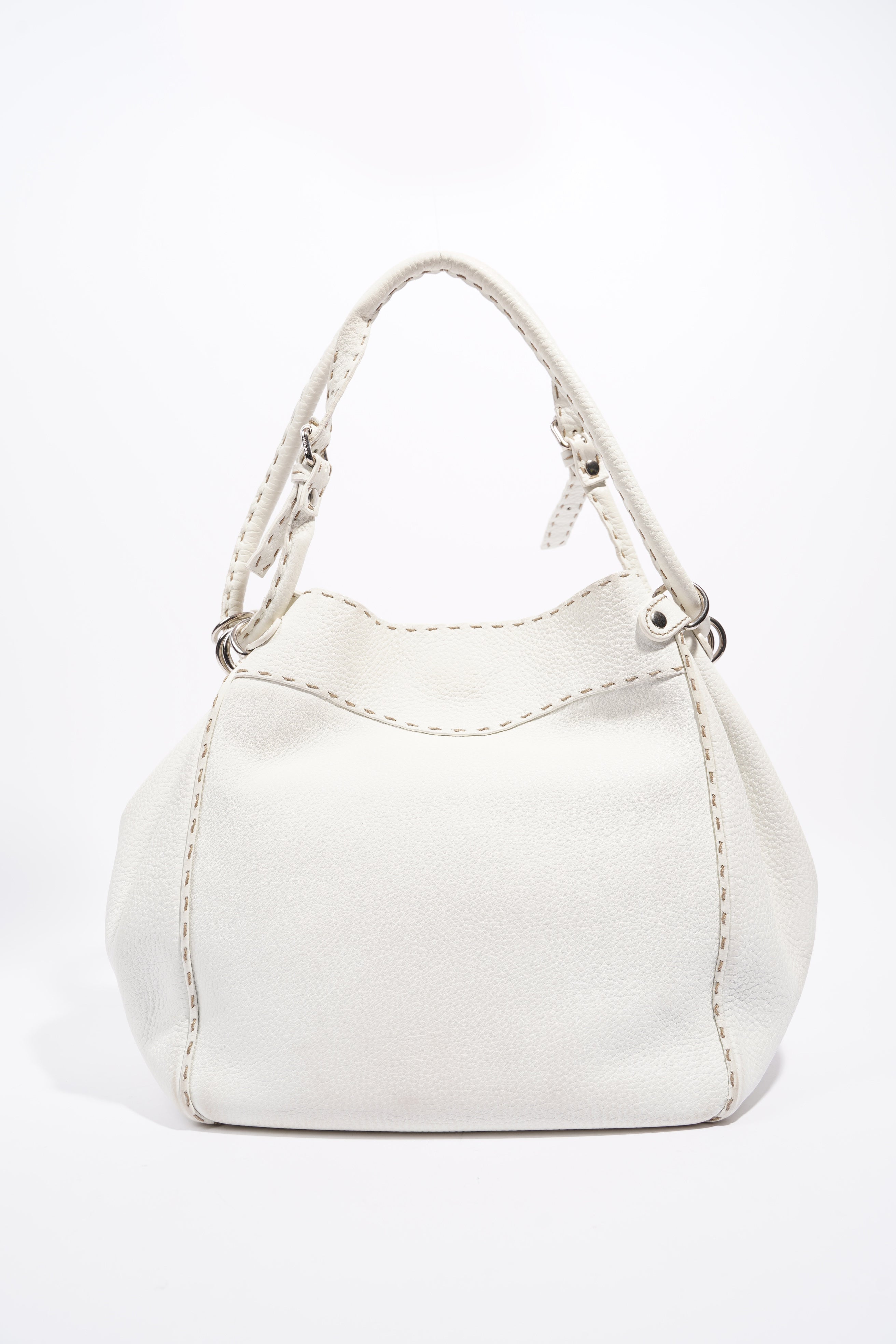 Fendi Womens Selleria Bucket Bag White