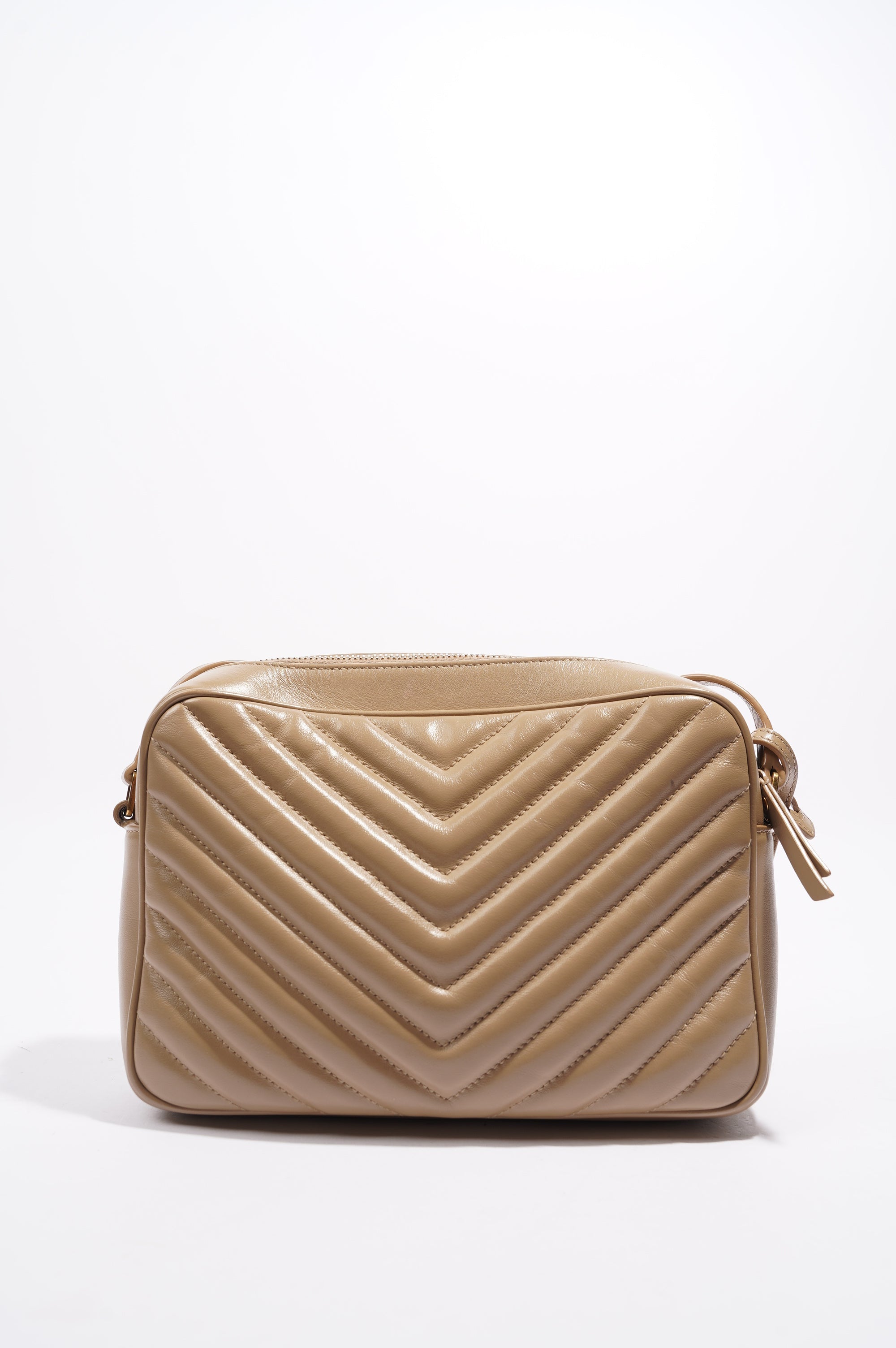 Saint Laurent Womens Camera Bag Beige Leather