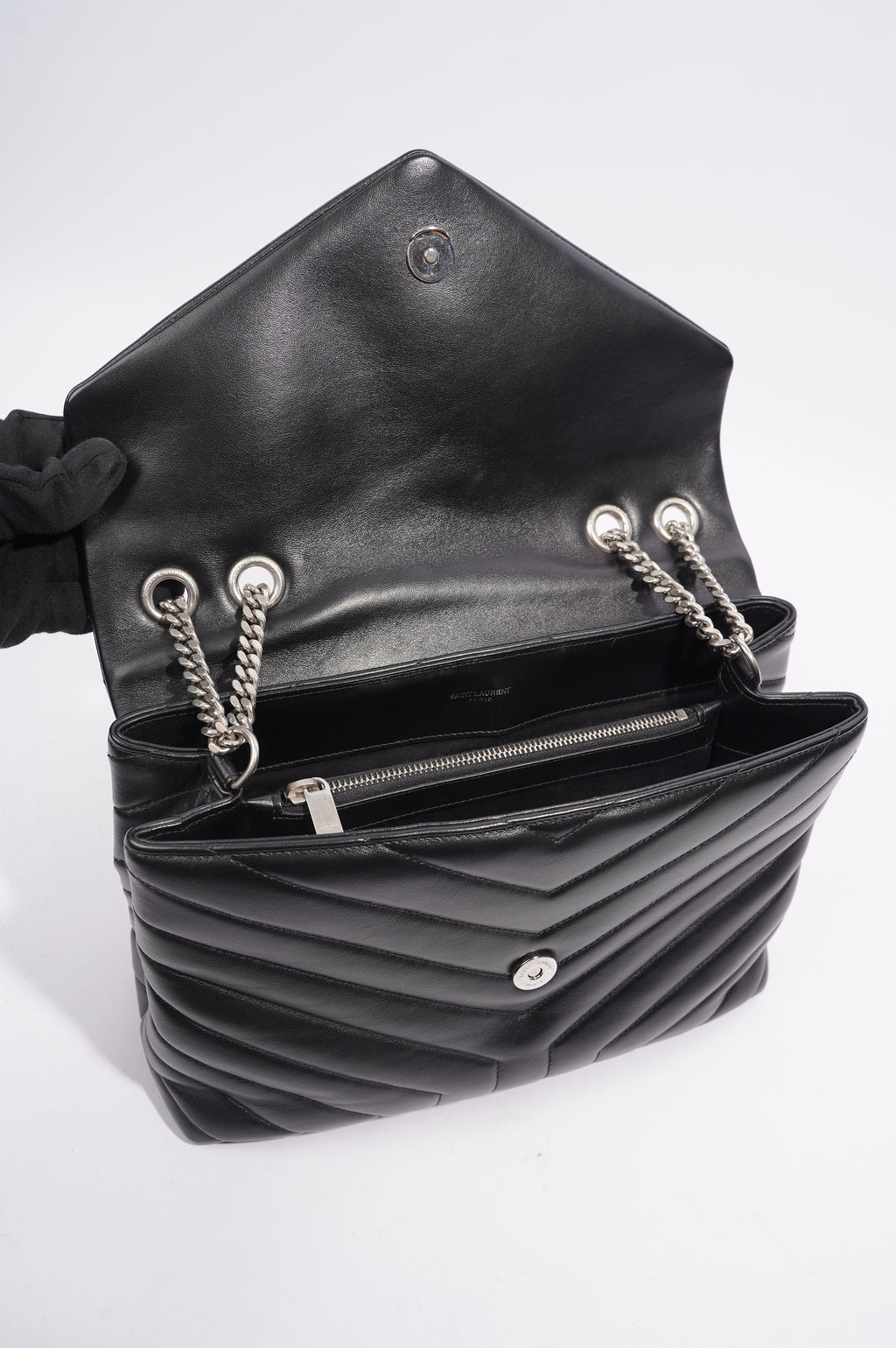 Saint Laurent Womens Lou Lou Bag Black Leather Medium