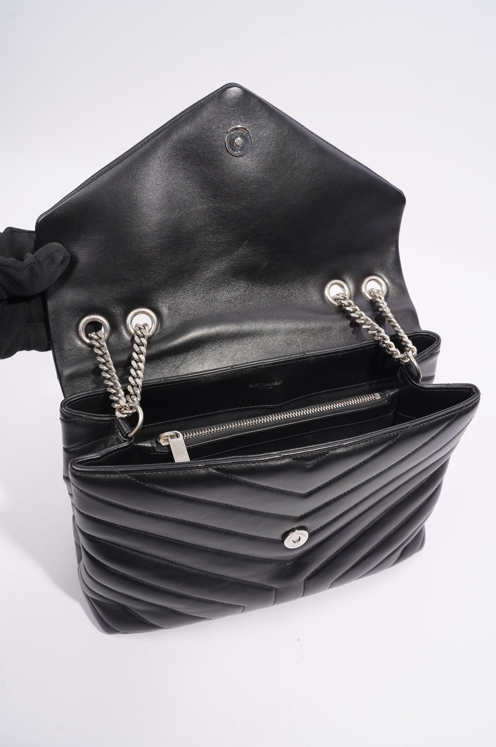 Saint Laurent Womens Lou Lou Bag Black Leather Medium
