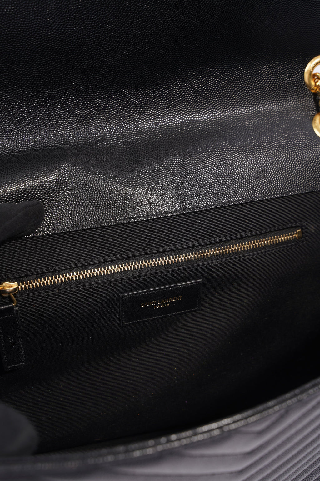 SAINT LAURENT WOMENS ENVELOPE BAG BLACK LEATHER LARGE
