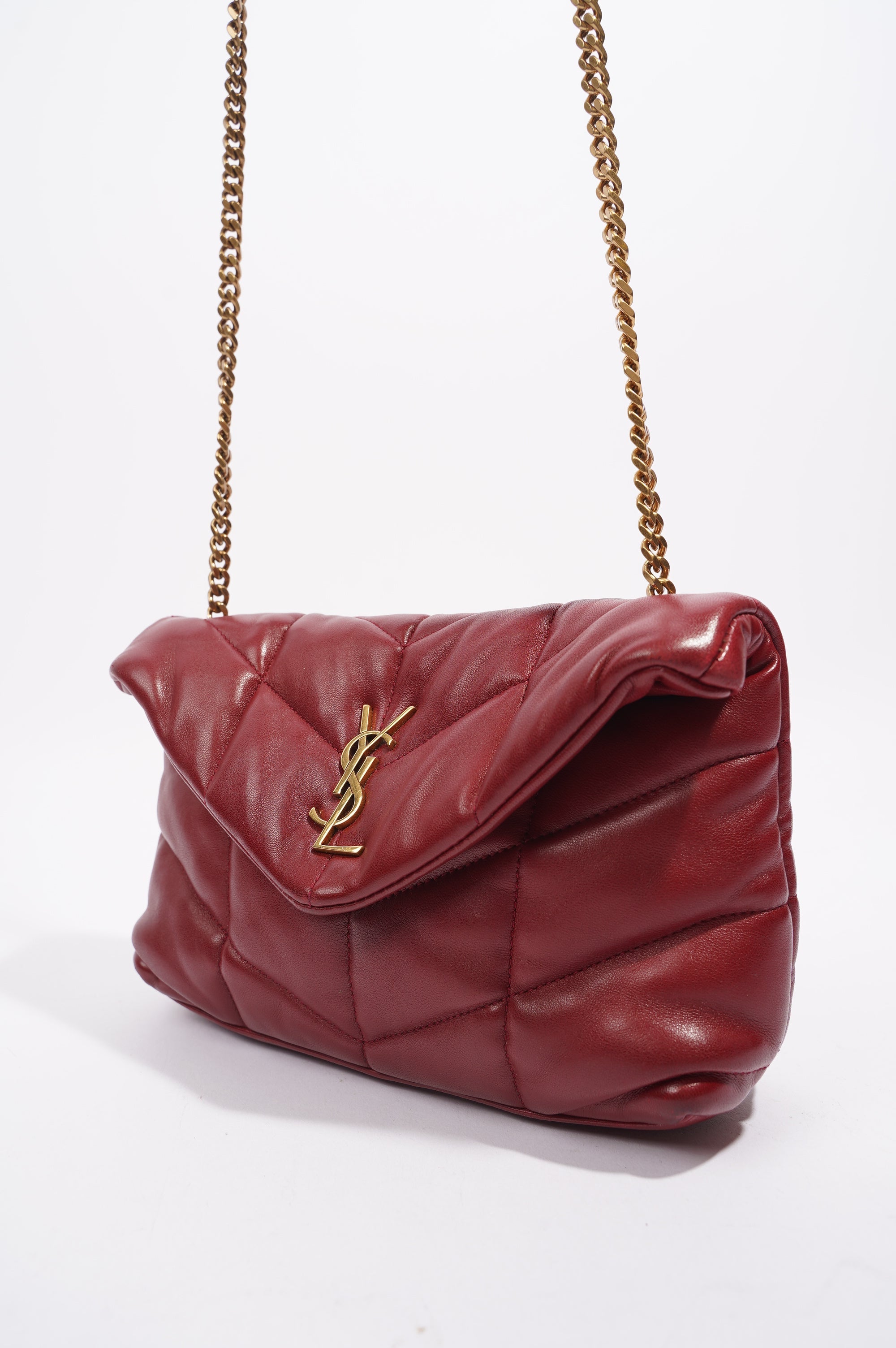 Saint Laurent Womens Lou Lou Puffer Red / Gold Toy