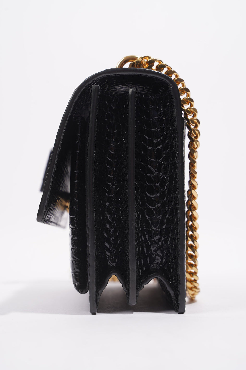Saint Laurent Womens Sunset Black Leather Medium