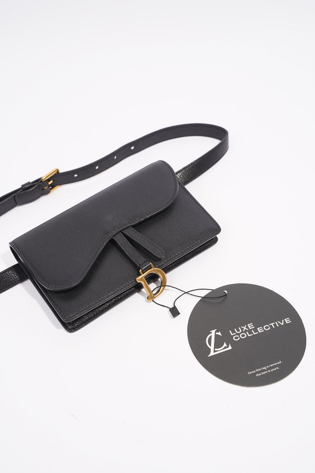 Christian Dior Saddle Belt Pouch Black Leather